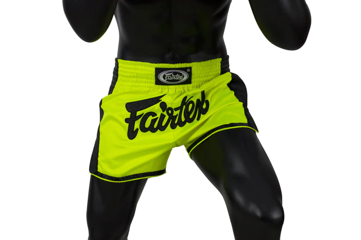 Fairtex Lime Green Slim Cut Muay Thai Boxing Shorts - Lightweight MMA Training & Competition Shorts for Kickboxing, Muay Thai, Martial Arts