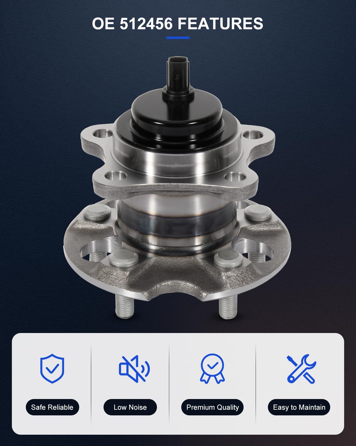 ECCPP Rear Wheel Hub and Bearing Assembly 512456 - Compatible with 2011-2016 Toyota Sienna, 5-Lug ABS Replacement - Perfect for Smooth Rides and Safe Braking on Highways