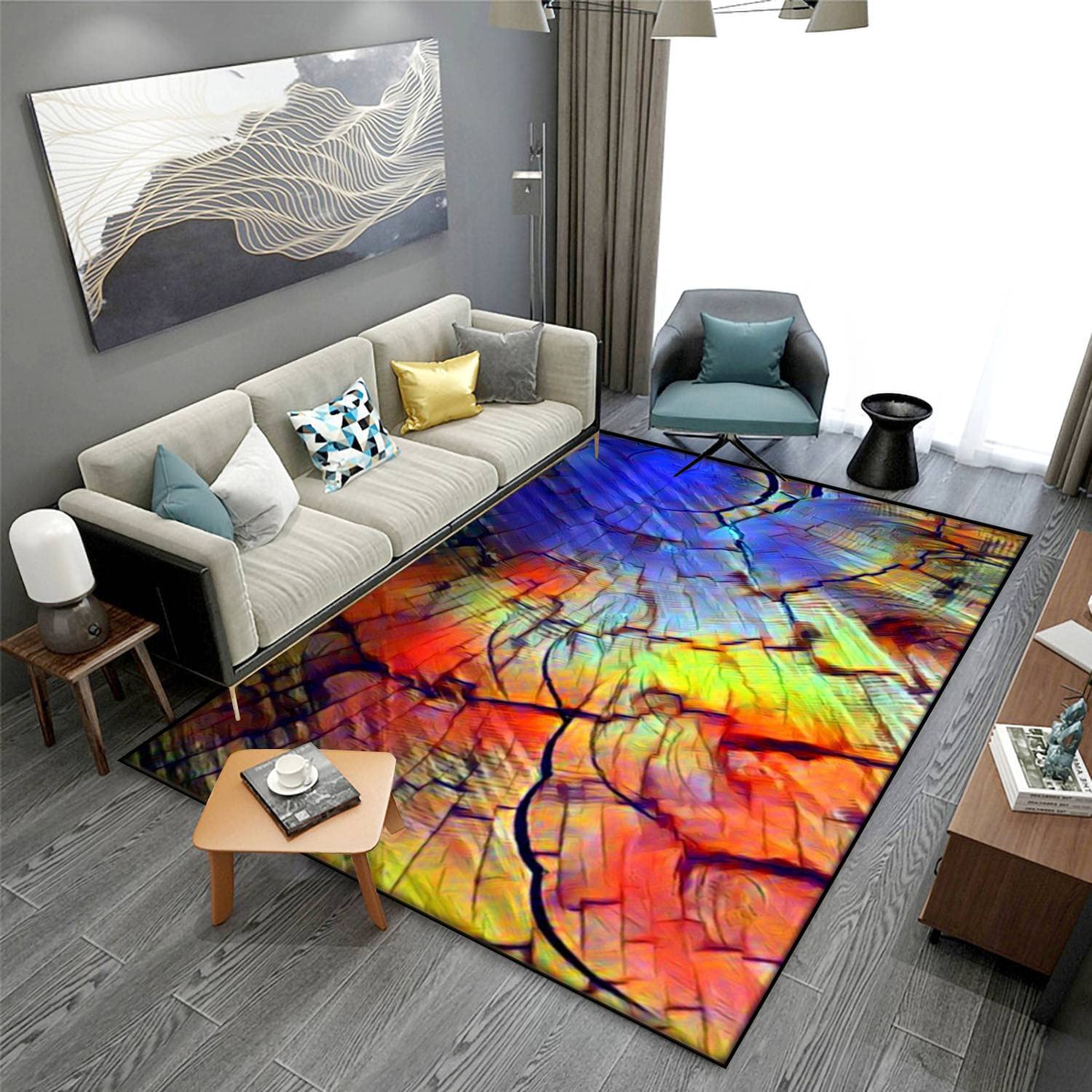 MJKIODPEV Wood Texture Pine Area Rug - Soft Non-Slip Indoor/Outdoor Floor Mat for Living Room, Bedroom, Dorm - 63''×94'' - Perfect for Home Decor, Patio, and Office Spaces