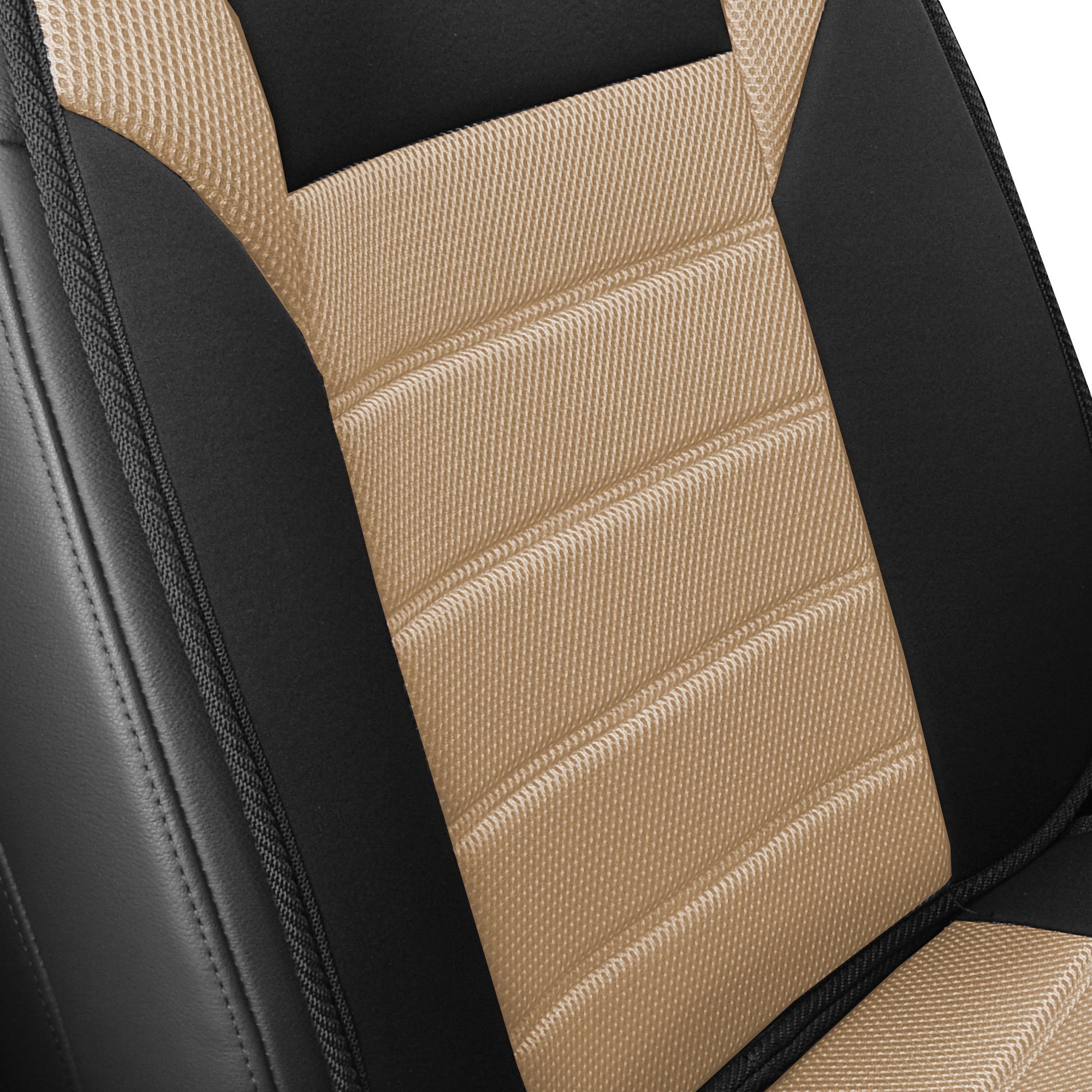 Premium 3D Air Mesh Car Seat Cushion - Universal Fit for SUV, Sedan, Van | FH Group Front Set Automotive Seat Cover | Breathable & Airbag Compatible | Beige | Perfect for Long Drives & Commuting