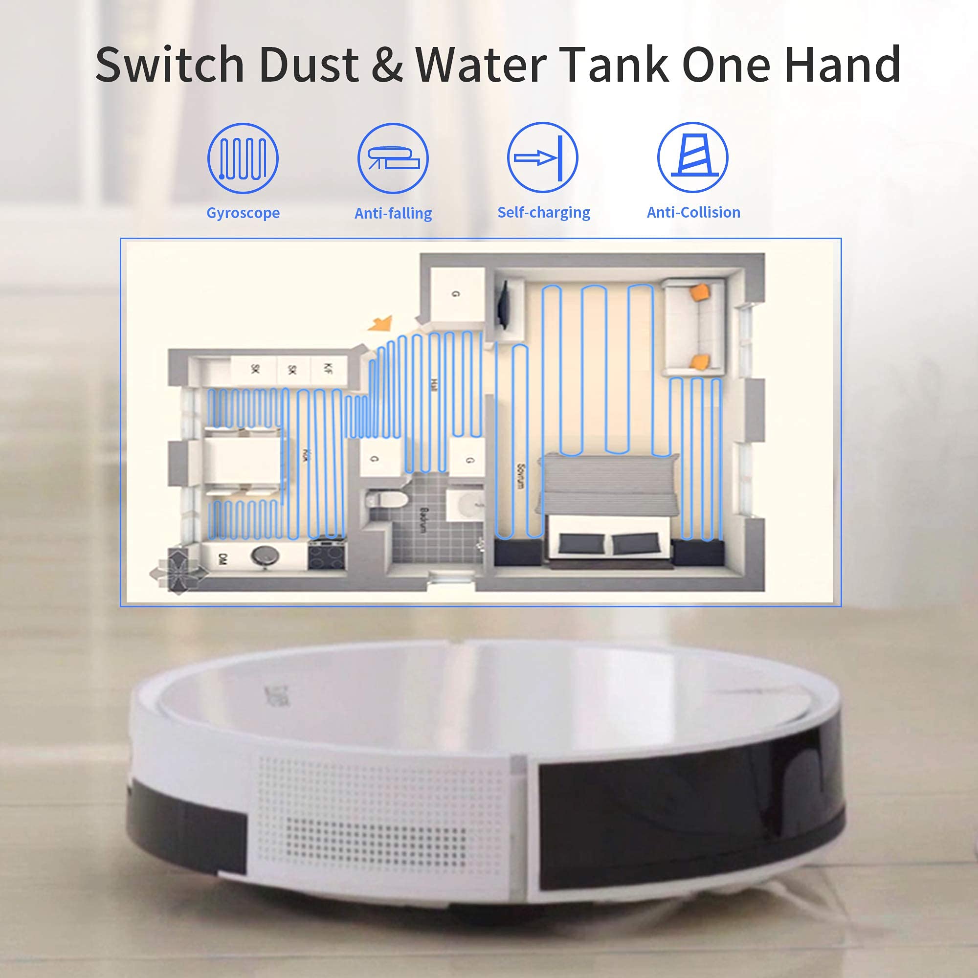 X5 Robot Vacuum Mop for Pet Hair - 2000Pa Suction, Self-Charging - Perfect for Hardwood & Carpets