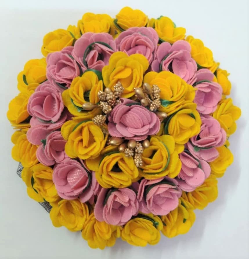 Ruchi Women's Rose Flower Gajra Hair Bun Styling Accessories - Multi-Color Floral Hair Jewelry for Women & Girls | Perfect for Weddings, Parties & Traditional Indian Outfits