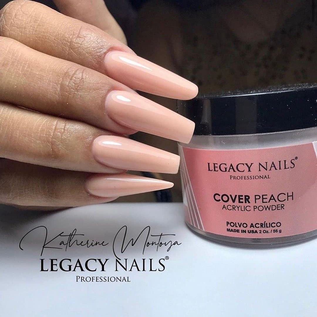 Legacy Nails Professional PEACH Acrylic Powder for Nail Art & Extensions - 2oz Healthy Natural-Looking Nails | Perfect for French Manicures, Salon Use & DIY Nail Designs