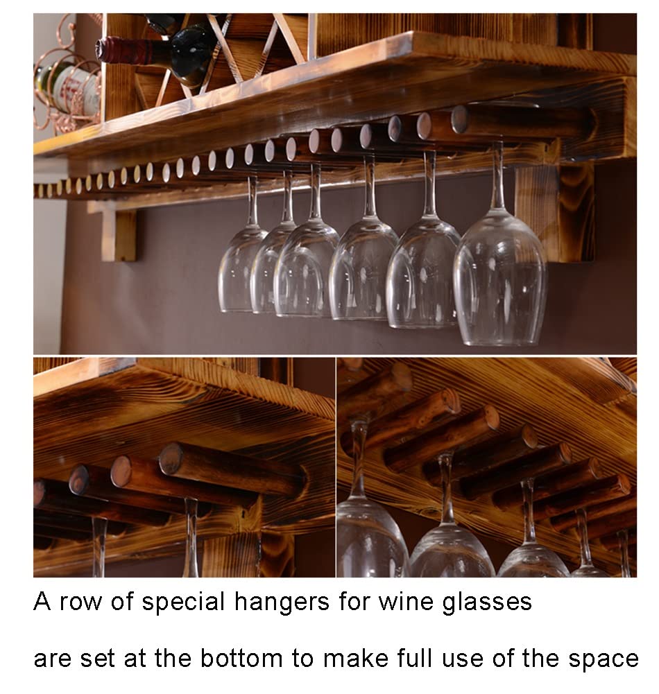 Wall Mounted Wine Rack - Wooden Glass Holder for Kitchen & Bar Decor