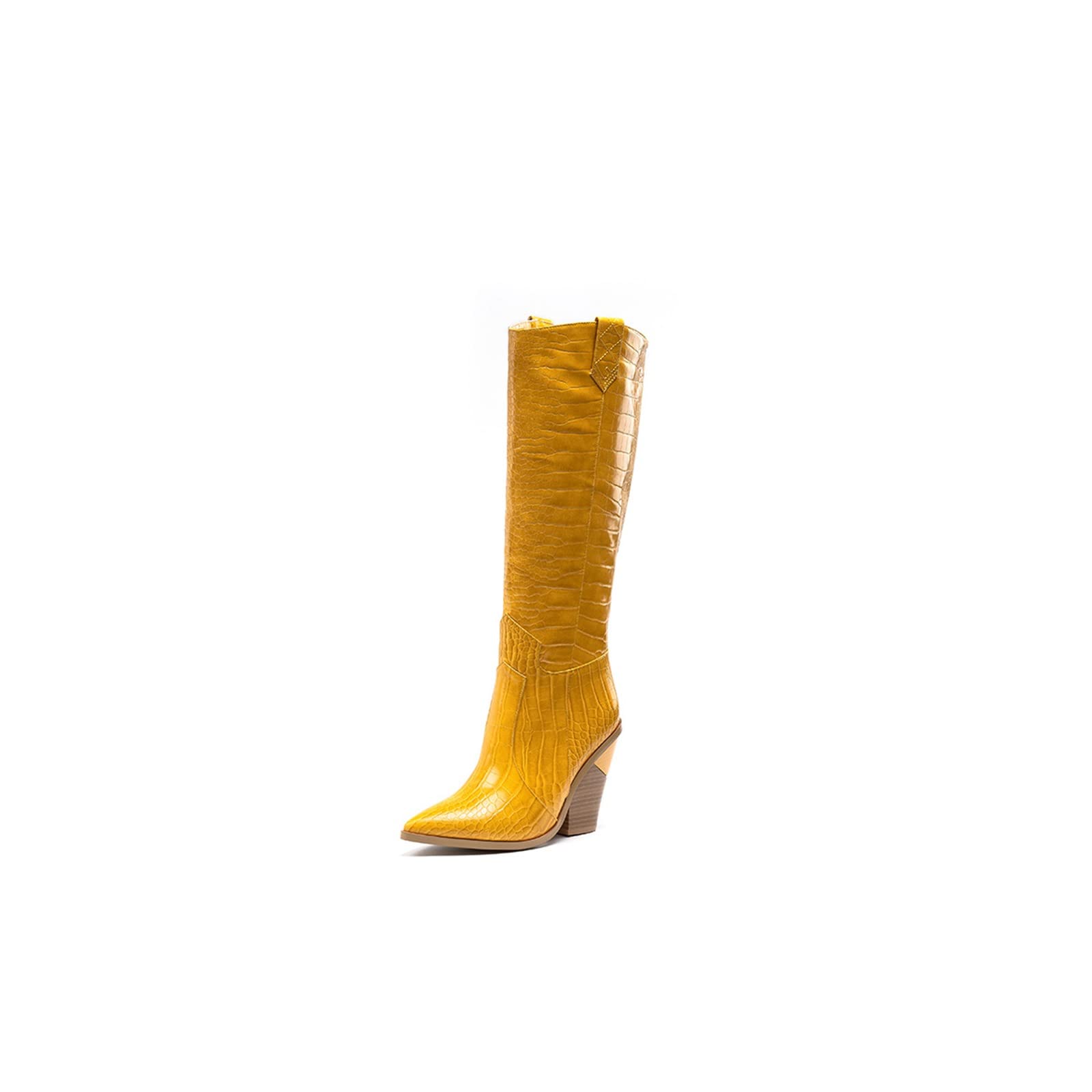 FiveShops Women's Fashion Boots - Retro Snake Print Pointed Toe Chunky Heel Knee High Boots for Women | Stylish Catwalk Ankle Boots in Extended Sizes | Perfect for Fall Winter Outfits, Office Wear & Night Out Occasions