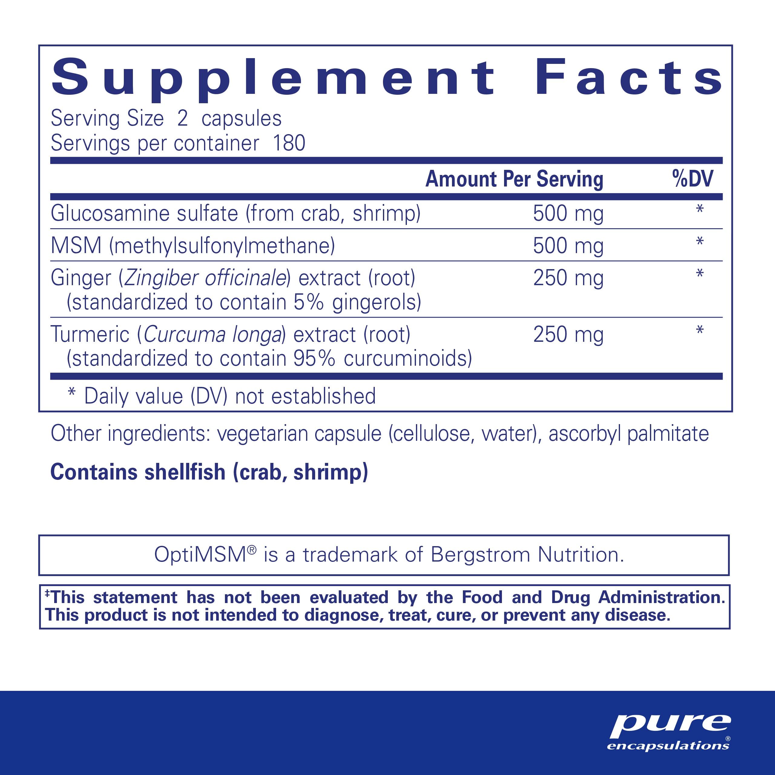 Pure Encapsulations Glucosamine MSM Supplement - 360 Capsules for Joint Support, Mobility, Comfort & Cartilage Health | Supports Active Lifestyle & Connective Tissue Wellness