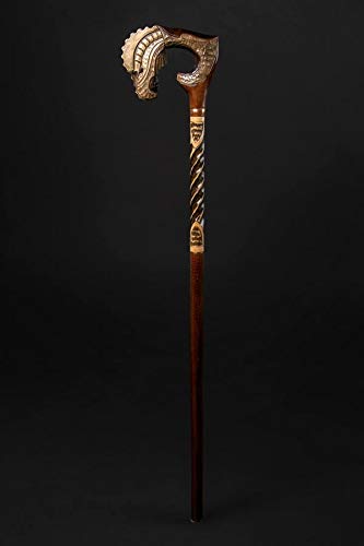 Handcrafted Lizard Carved Wooden Walking Cane - Steampunk Style Unisex Cane for Men & Women - Perfect for Cosplay, Costume Parties, and Fashion Accessories