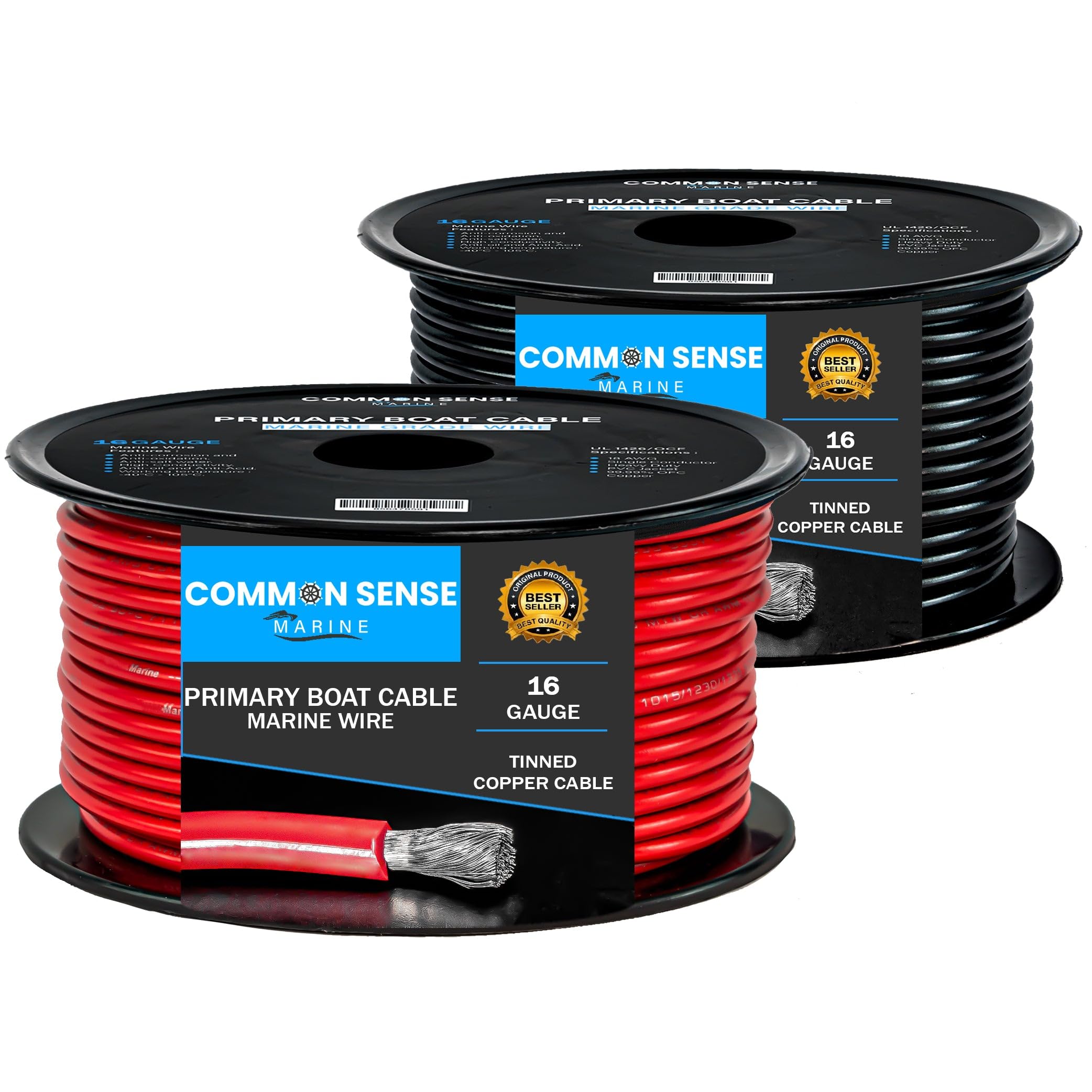 16 AWG Marine Grade Tinned Copper Boat Cable - 500 ft UL 1426 Certified PVC Wire for Boats, Trailers, RVs & Automotive Use - Oxygen-Free 16 Gauge Primary Wire for Speakers, Campers & Marine Electrical Systems