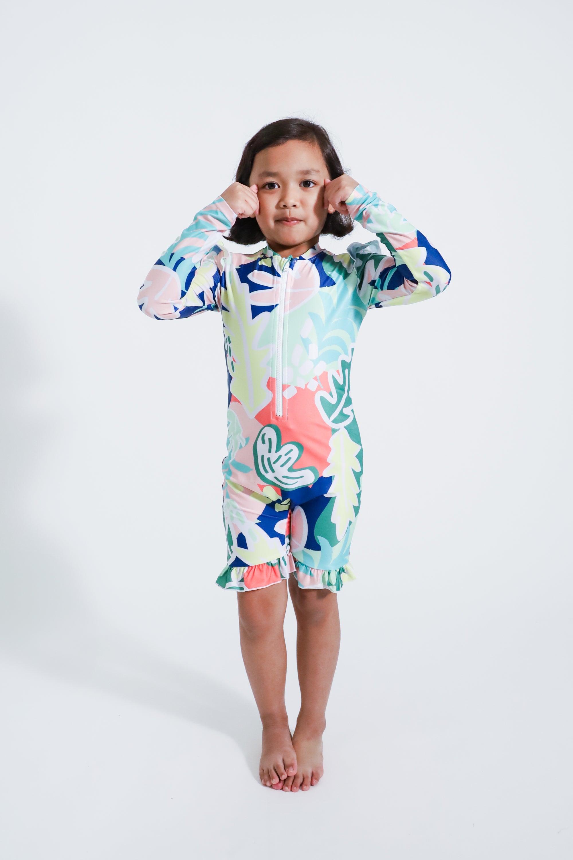 Colorful Ruffle Long Sleeve Swimsuit for Girls - UPF 50+ Sun Protection, Comfortable Swimwear for Beach, Pool & Water Play
