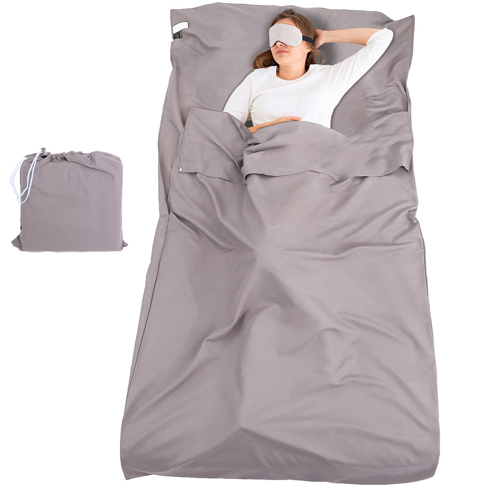 Lightweight Double Sleeping Bag Liner & Camping Sheet for Adults - Portable Travel Sleep Sack for Outdoor Adventures, Hiking, Hotels & Picnics | Perfect for Backpacking, Camping Trips and Travel Comfort
