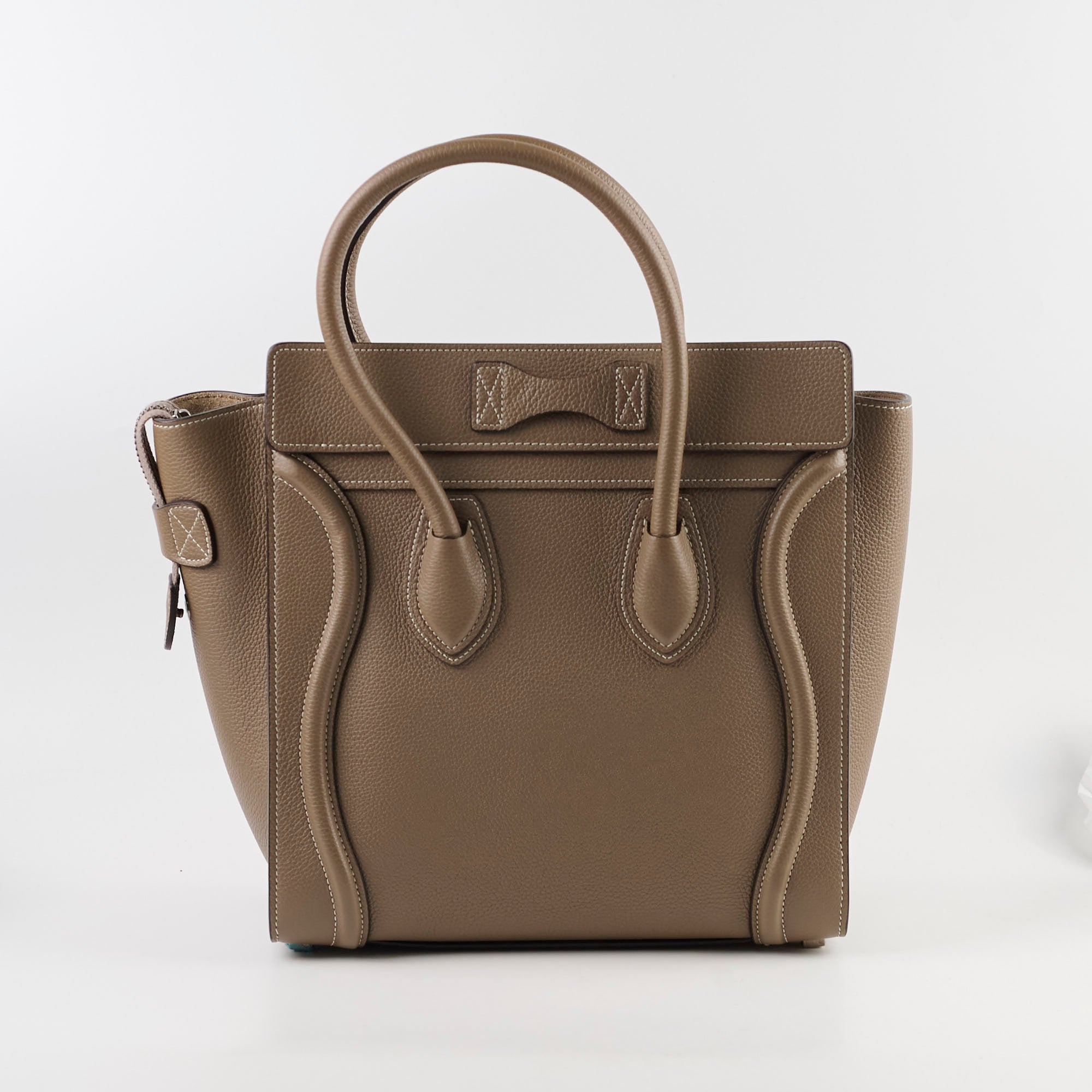 Celine Micro Luggage Bag in Taupe - Premium Grained Leather Handbag for Women | Perfect for Work, Travel & Everyday Use