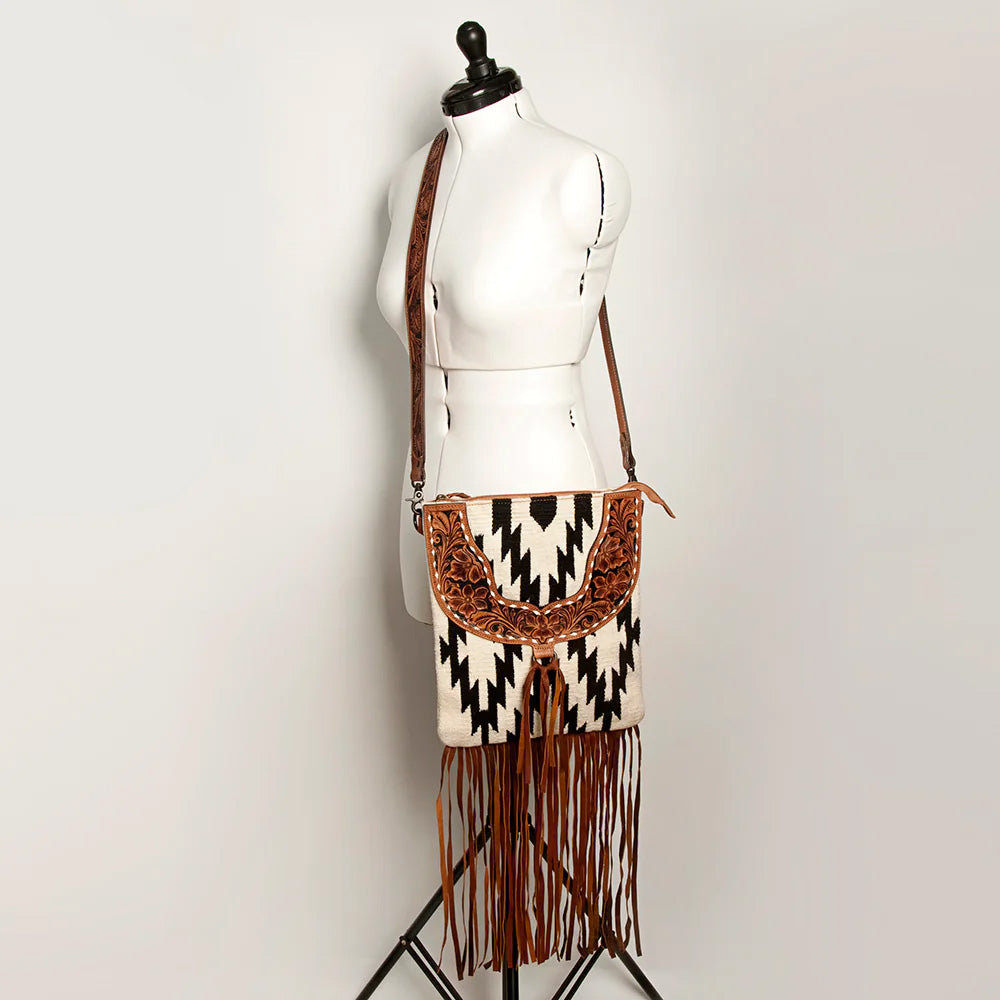 American Darling Conceal Carry Black & White Aztec Fringe Purse - Stylish & Functional Crossbody Bag for Women | Perfect for Everyday Use, Travel & Concealed Carry