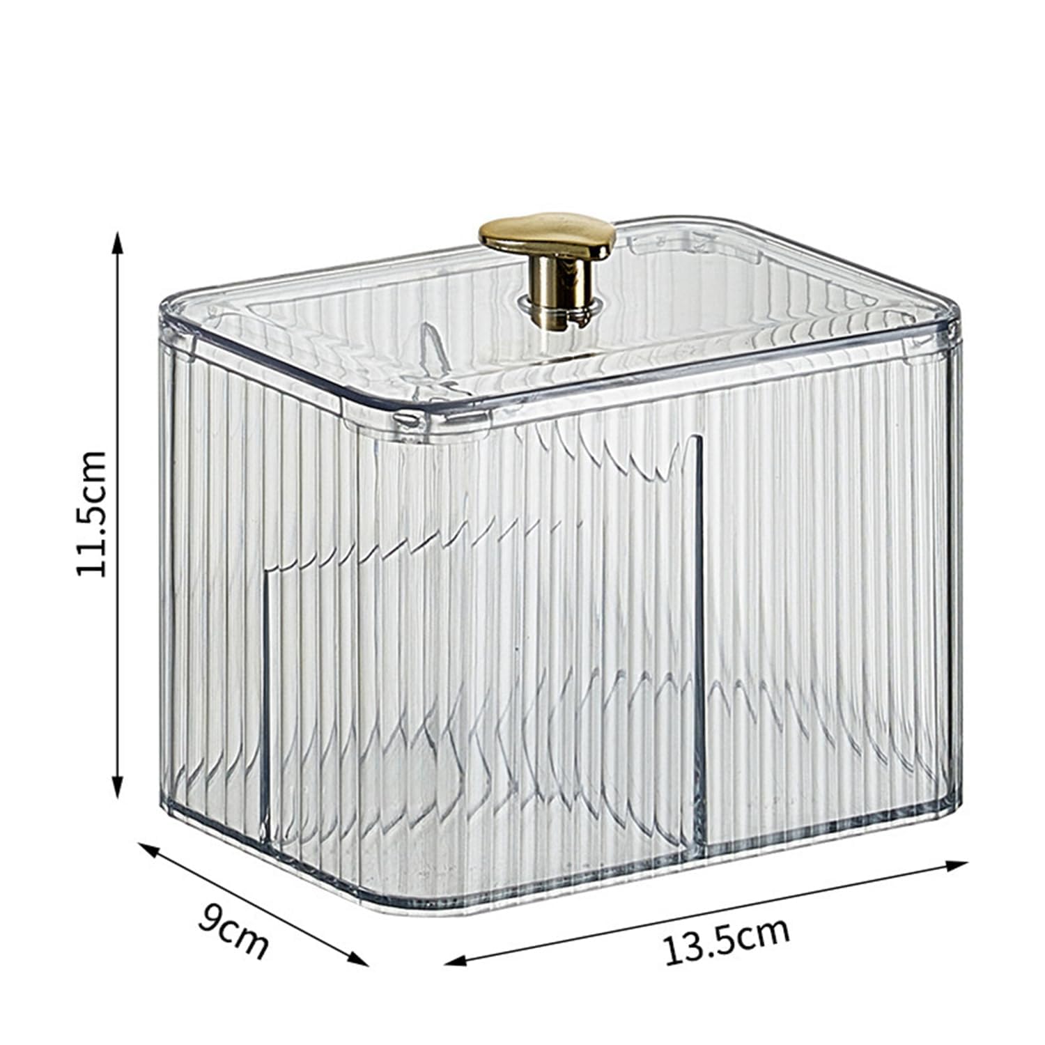 3-Section Cotton Ball & Swab Dispenser - Qtips Holder Bathroom Organizer with 3 Grids, Apothecary Jar for Vanity & Cosmetic Storage - Perfect for Bathroom Counter, Makeup Table & Travel Organizer