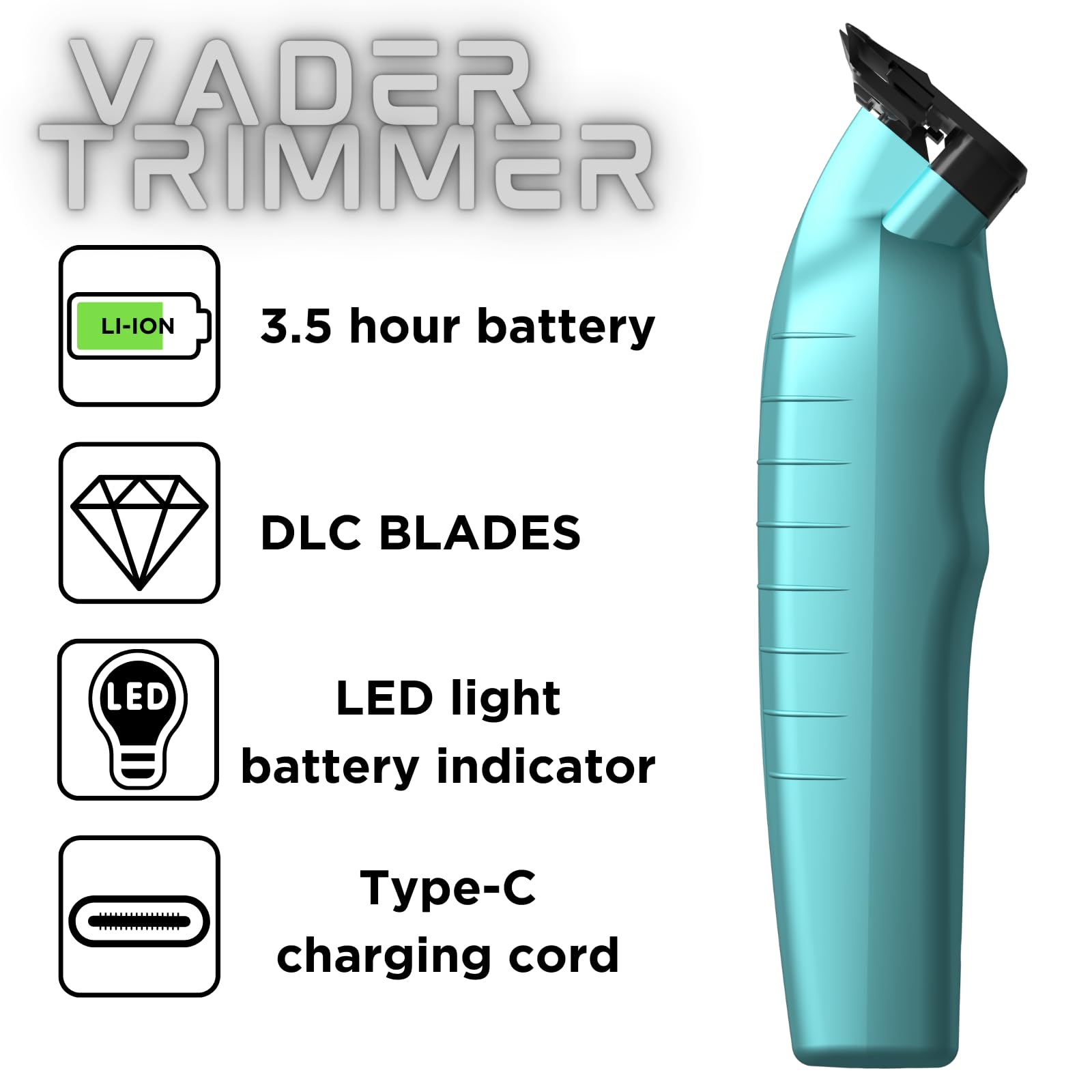 Supreme Trimmer Vader ST3778 Cordless Hair Clipper - 210 Min Runtime, DLC T-Blade for Beard & Hair Trimming | Professional Barber Liner | Limited Edition Blue | Perfect for Home Grooming & Salon Use