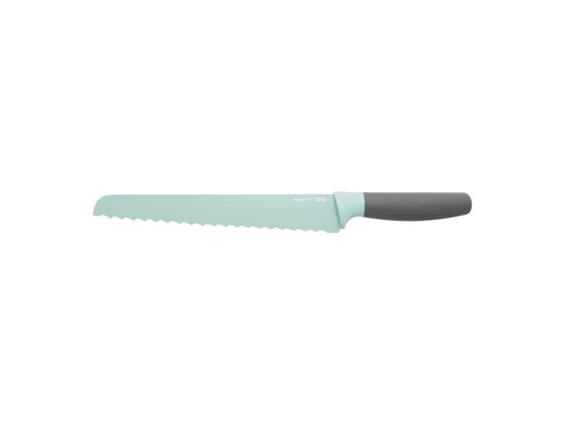 BergHOFF Leo 9-Inch Stainless Steel Bread Knife with Ergonomic Handle - Mint Green Color - Perfect for Slicing Bread, Cakes, and Pastries at Home or Bakery