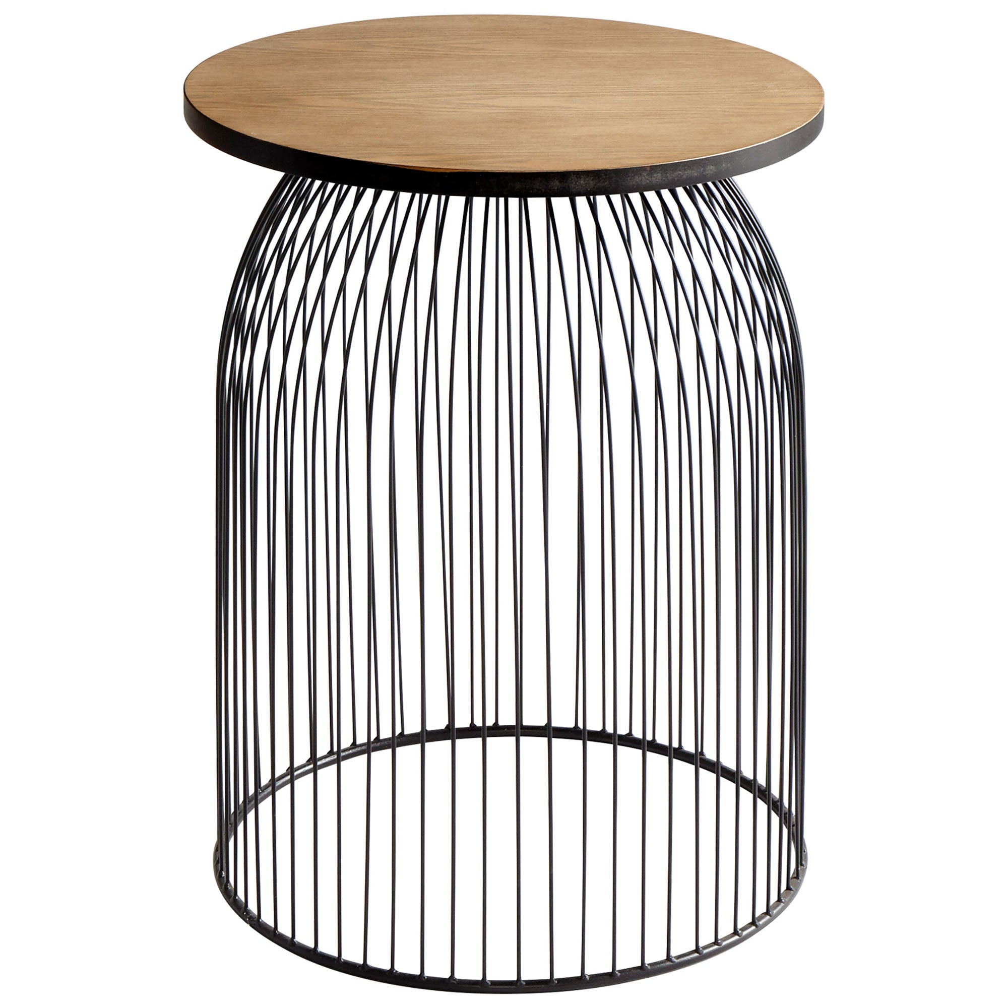 Vintage Bird Cage Table Lamp - Graphite & Natural Wood Accent Light for Living Room, Bedroom, or Office Decor