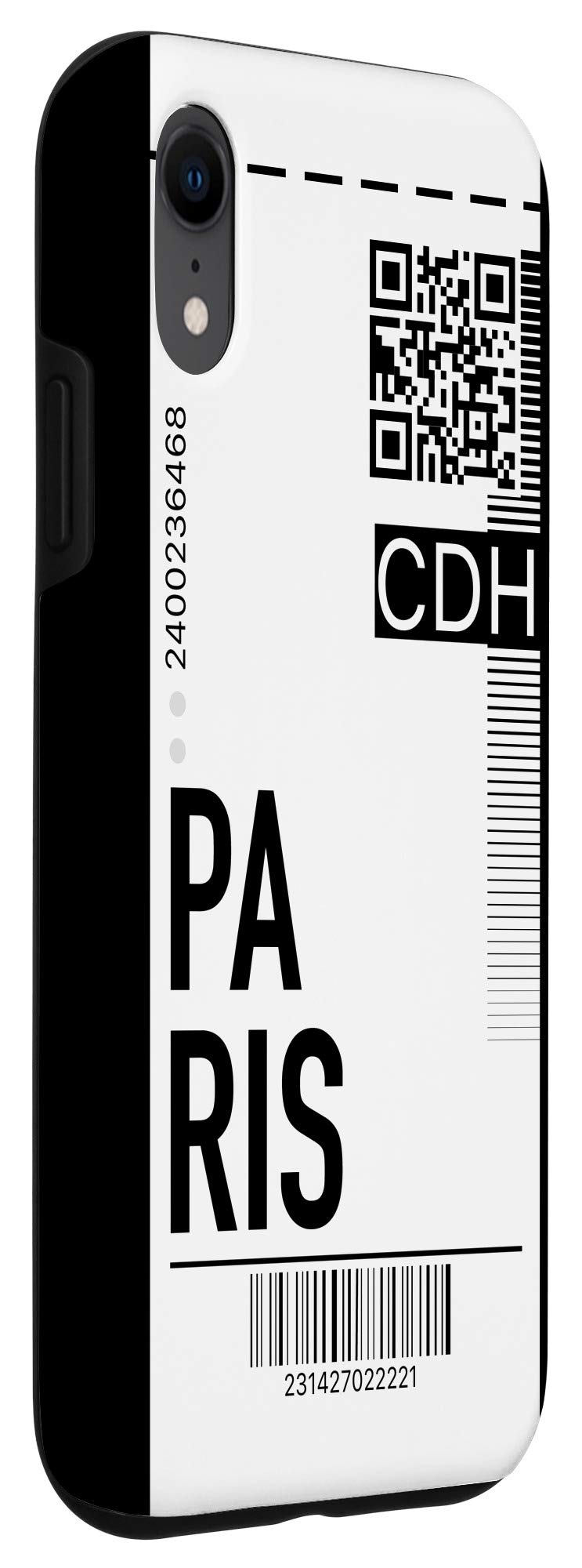iPhone XR Paris Air Flight Ticket Phone Case - Boarding Pass Design City Black Hard Cover for Travel & Adventure Enthusiasts