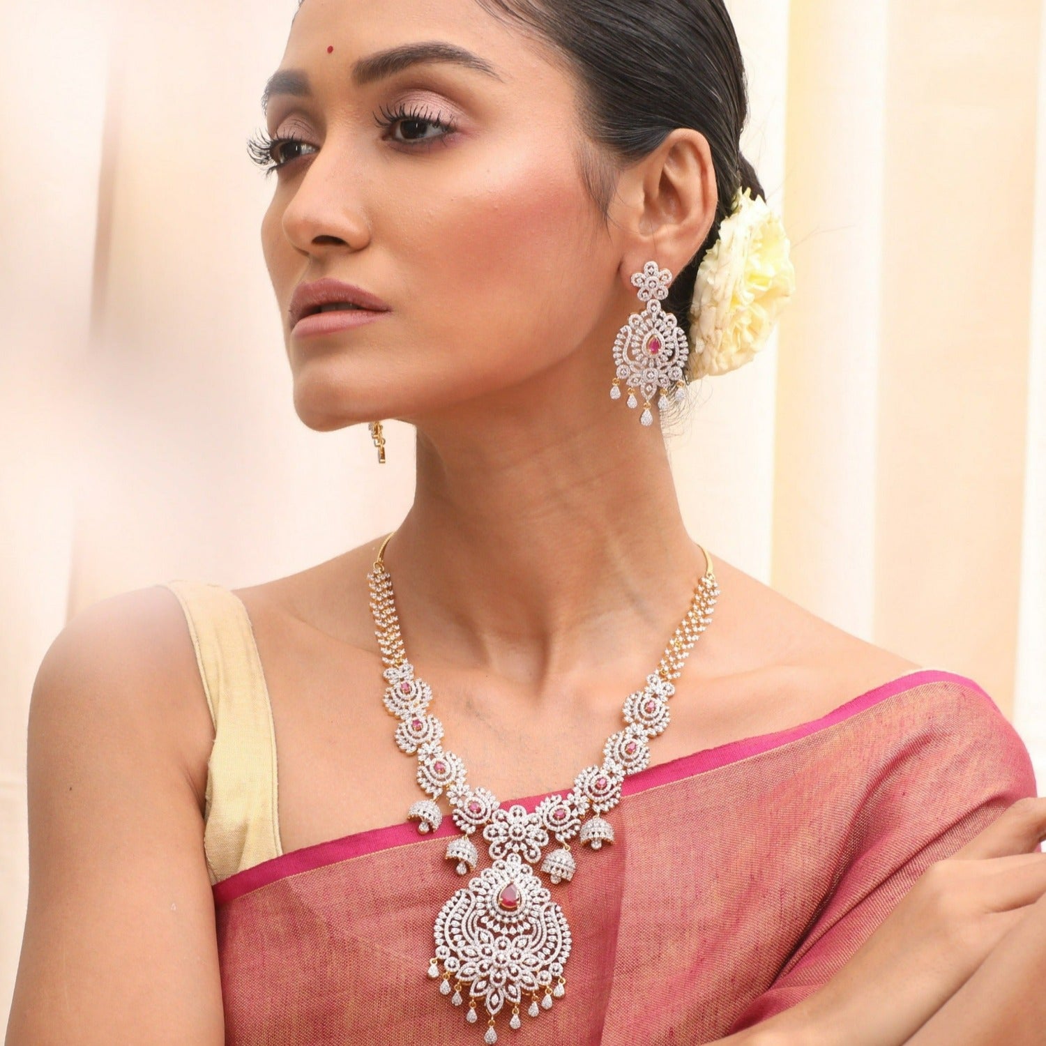 Ananya Nakshatra CZ Necklace Set for Women - Cubic Zirconia Jewelry Gift for Birthday, Anniversary & Valentine's Day - Elegant Party & Wedding Accessories