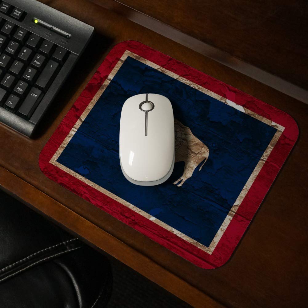 Rustic Distressed Wyoming State Flag Low-Profile Thin Mouse Pad - Perfect for Office, Gaming & Home Computer Setup