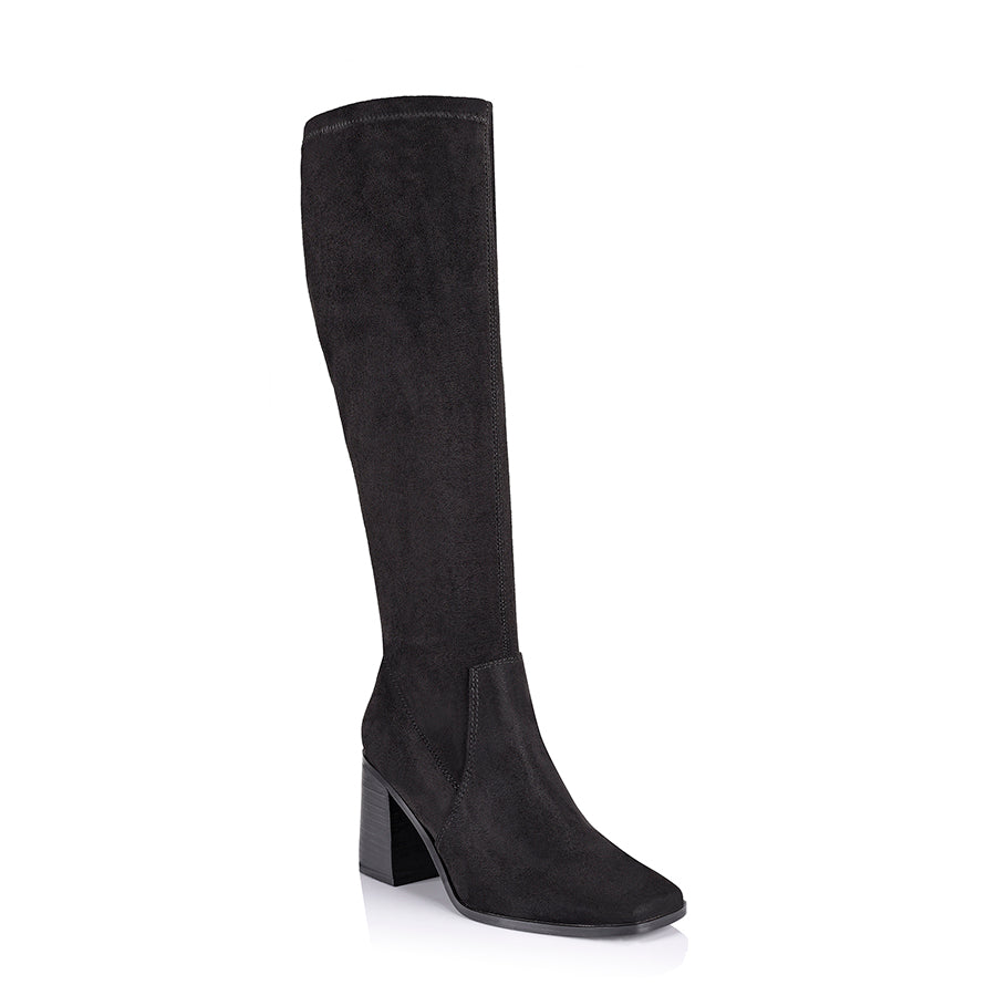 Linden Knee High Boots for Women - Black Micro Suede Fashion Boots for Fall & Winter - Stylish & Comfortable Booties for Casual Outfits, Office Wear & Night Out