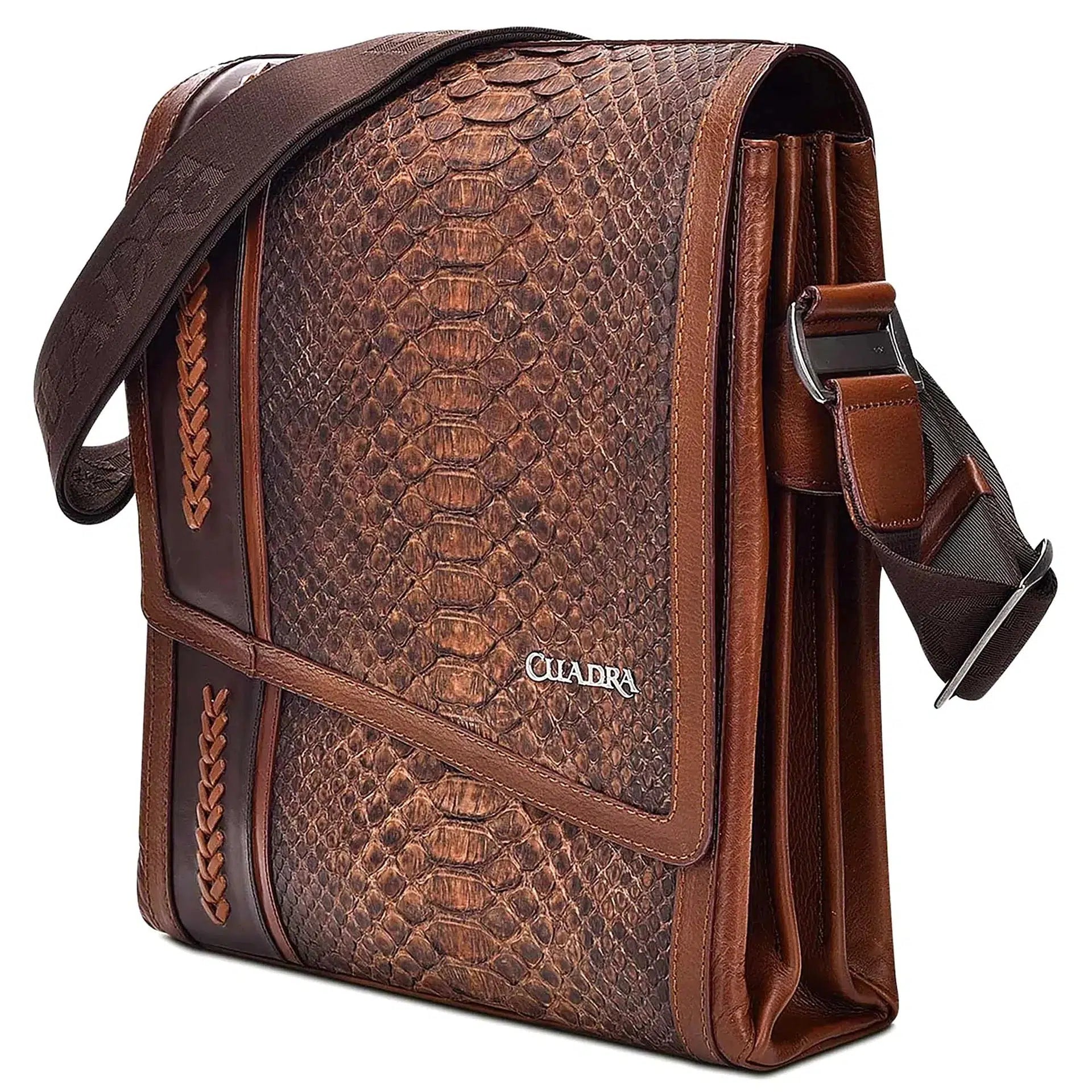 BO362PI Stylish Python Leather Messenger Bag for Men & Women - Casual Fashion Crossbody Bag for Work, Travel & Daily Use