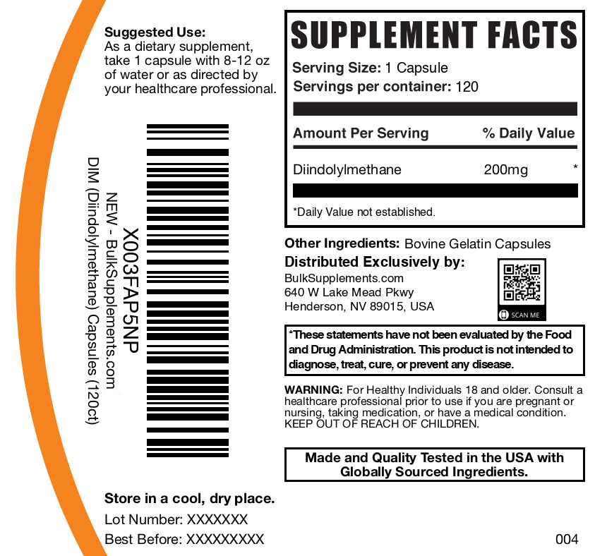 Premium Diindolylmethane (DIM) Supplement Capsules 200mg - 60 Vegan Capsules for Hormone Balance & Detox - Supports Estrogen Metabolism, Immune Health - Perfect for Men & Women's Wellness Routine