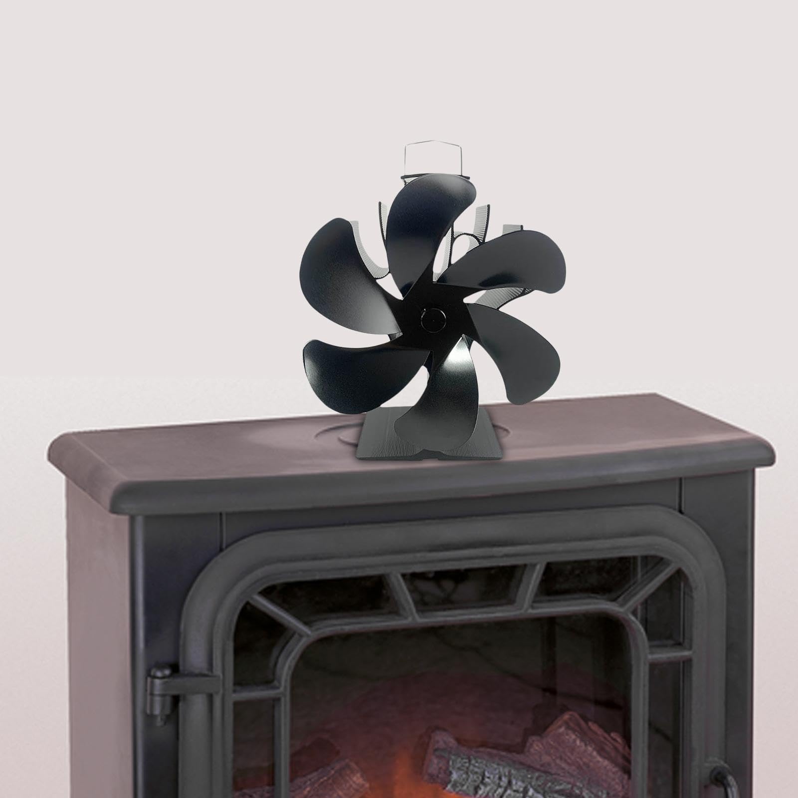 IEUDNS 6-Blade Fireplace Fan - Efficient Heat-Powered Stove Fan for Wood/Pellet Burners - Perfect for Fireplaces, Camping & Outdoor Picnics