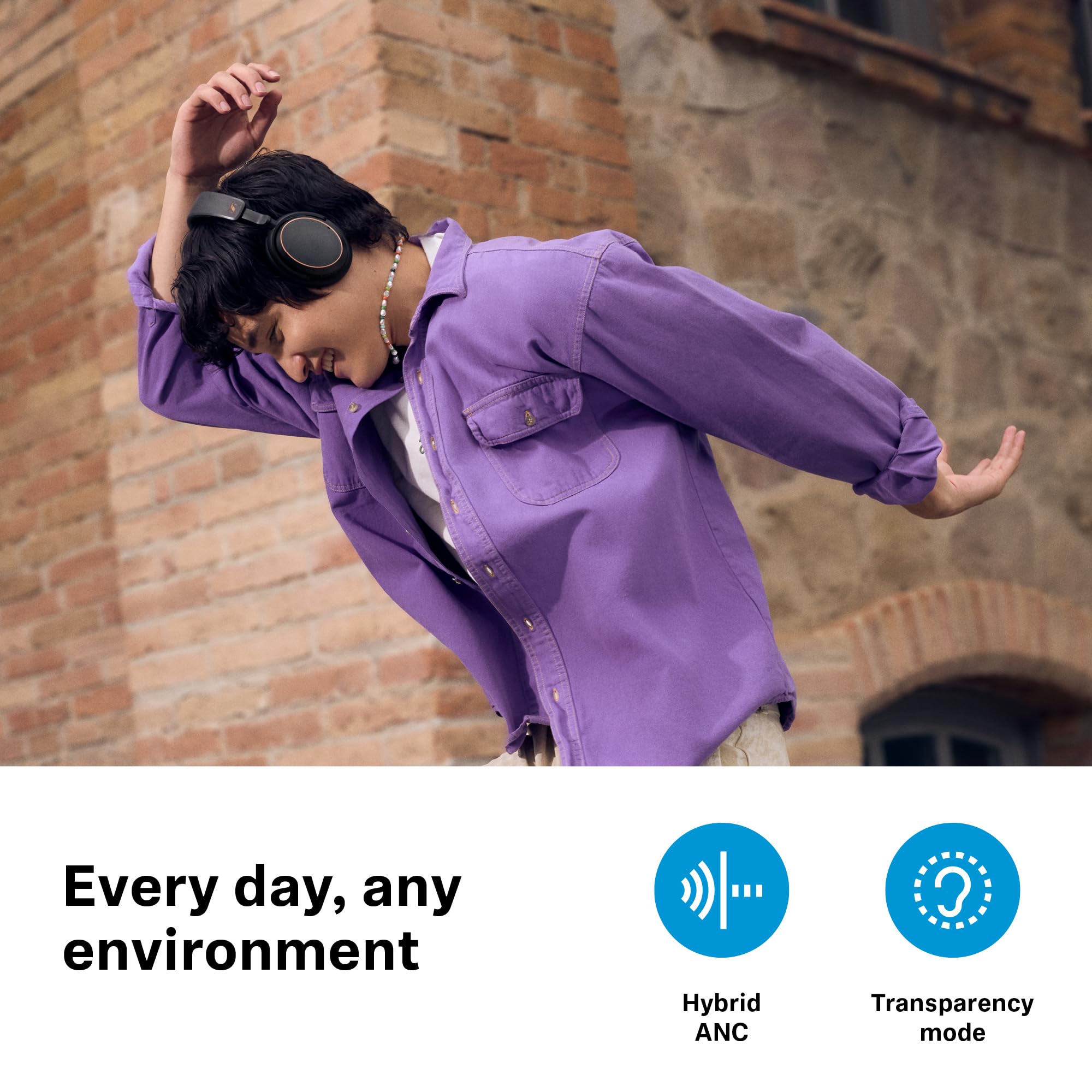 Sennheiser ACCENTUM Wireless Bluetooth Headphones with 50-Hour Battery Life, Hybrid ANC Noise Cancelling, All-Day Comfort & Crystal Clear Call Quality - Perfect for Travel, Work & Music Lovers (Black/Copper)