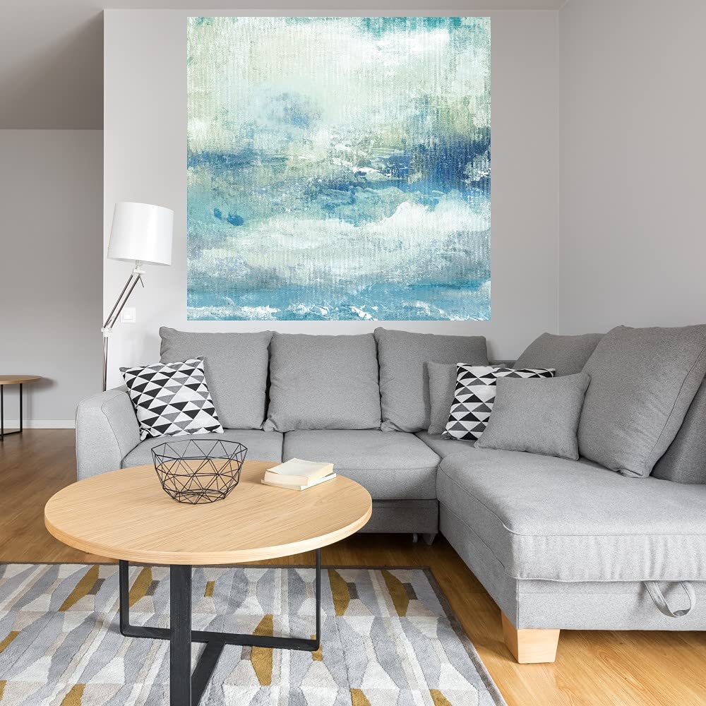 Topaz Cloudscape Canvas Wall Art - 22x22 Inch Hand-Painted Fine Art Print by Janet Tava - Ready to Hang Home Decor for Living Room, Bedroom, Office & More - Perfect for Modern, Coastal & Boho Interior Design Styles
