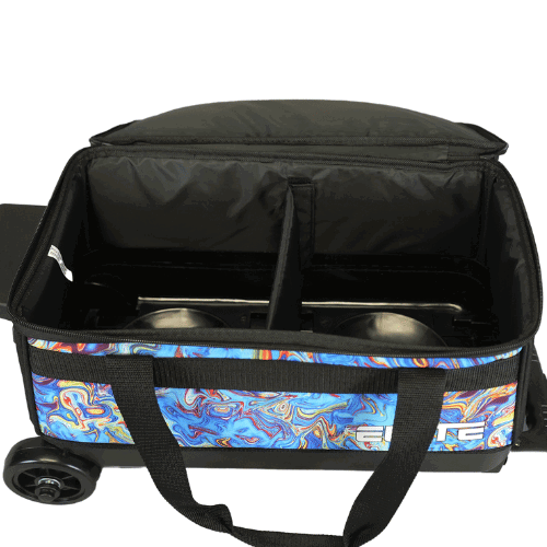 ELITE Basic Double Roller Blue Swirl Bowling Bag - Durable Rolling Bowling Ball Carrier for League Play & Tournament Travel