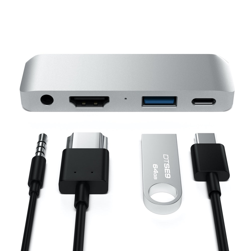Satechi USB C Mobile Pro Hub - 7-in-1 Multiport Adapter with 4K HDMI, USB 3.0, SD Card Reader for MacBook Pro/Air, iPad Pro, Chromebook - Perfect for Work, Travel & Home Office Setup