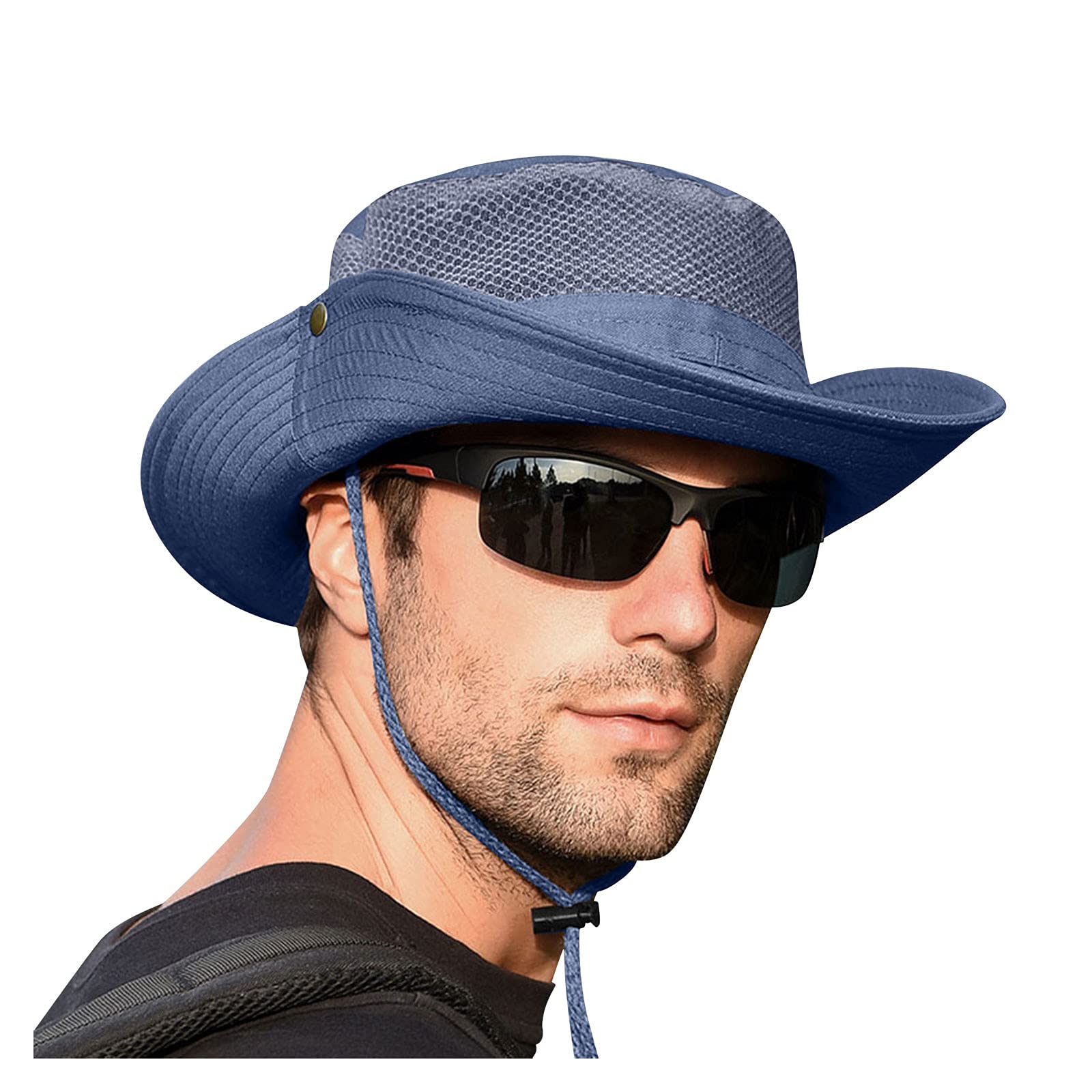 Cooling Mesh Baseball Cap for Men - Wide Brim Sun Hat with Ponytail Hole, Foldable & Breathable for Outdoor Sports, Hiking, and Beach Activities