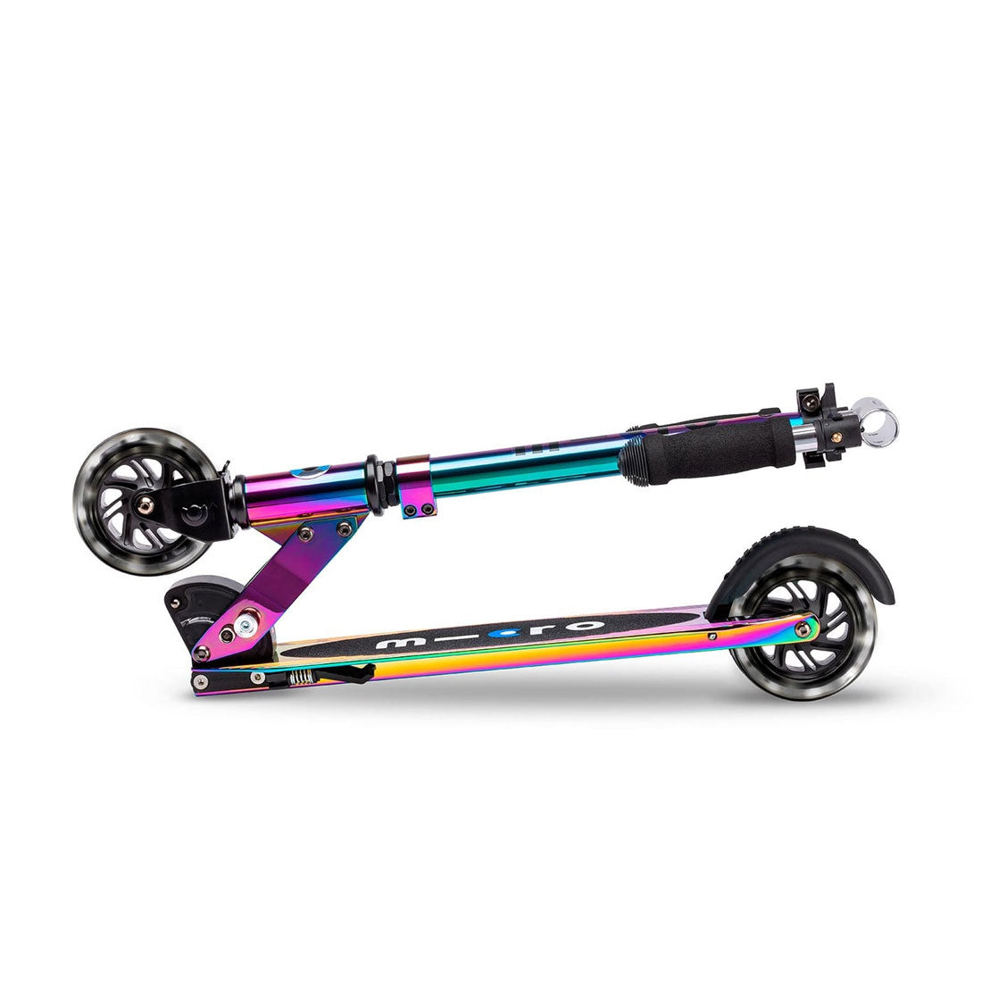 Micro Sprite Kids LED Scooter with Neochrome Finish - 3 Wheel Light Up Kick Scooter for Boys & Girls Ages 5-12 - Fun Outdoor Ride-On Toy for Park, Neighborhood & Sidewalk Adventures