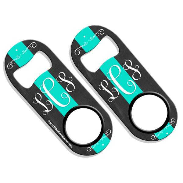 Personalized Mini Bottle Opener - Custom Monogram Chalk Style Design for Weddings, Parties & Gifts - Unique Bar Accessories for Home & Events