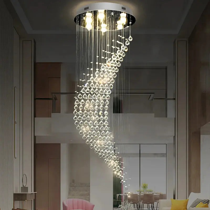 Luxury Raindrop Crystal Chandelier - Modern Elegant Ceiling Light Fixture for Staircase, Foyer, Dining Room & Living Room Decor