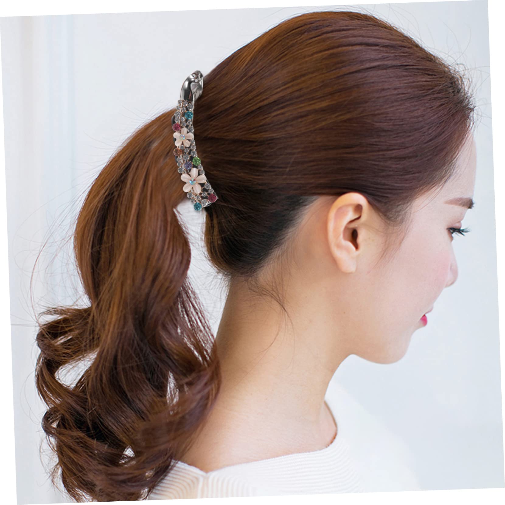 5pcs Small Banana Hair Clips for Thin Hair - Rhinestone Hair Clamps for Women with Curly Hair | Stylish Hair Accessories for Daily Wear, Parties & Weddings