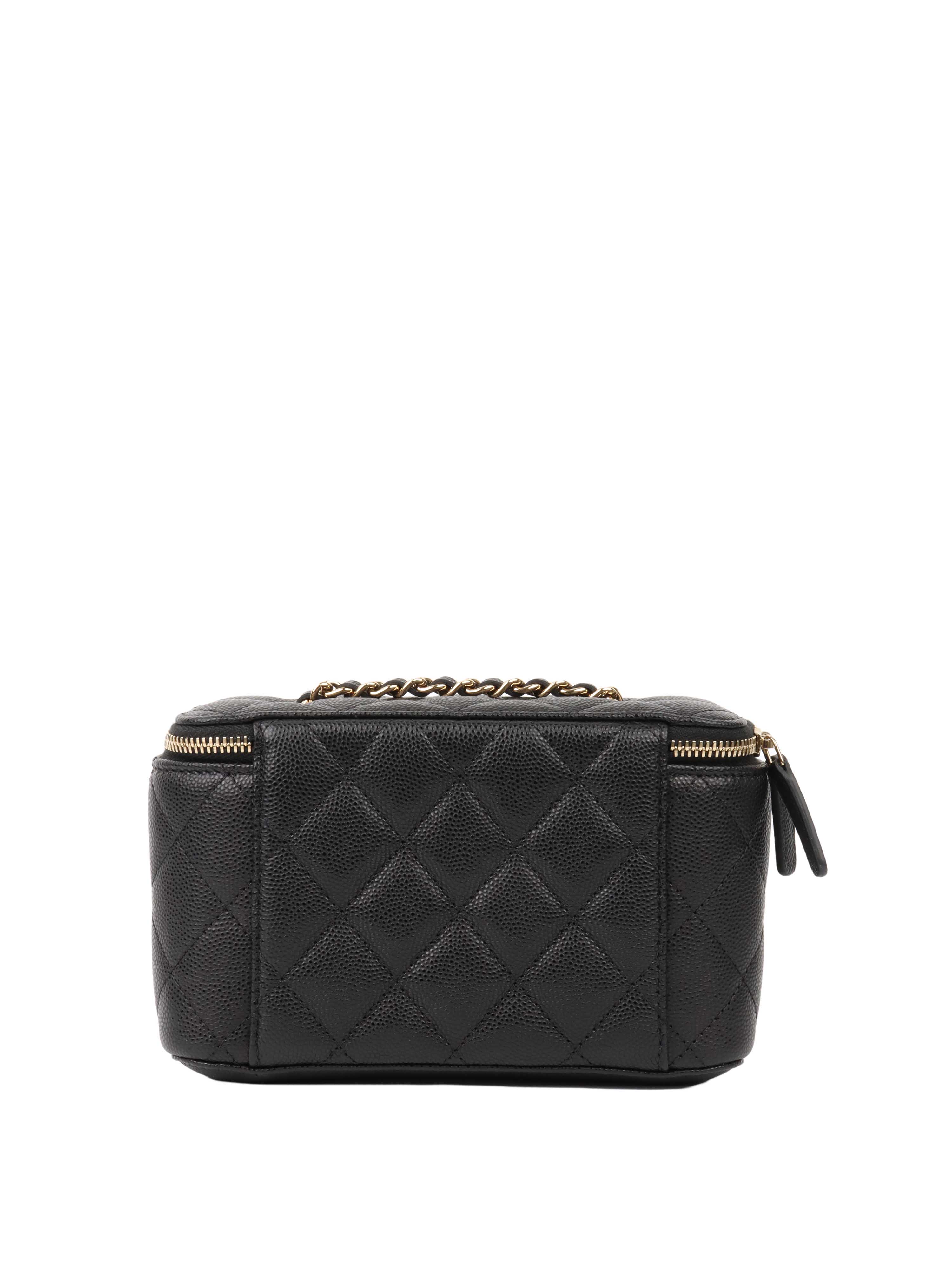 Chanel Black Caviar Leather Vanity Case - Luxury Small Handbag for Women | Perfect for Evening Events, Parties & Travel
