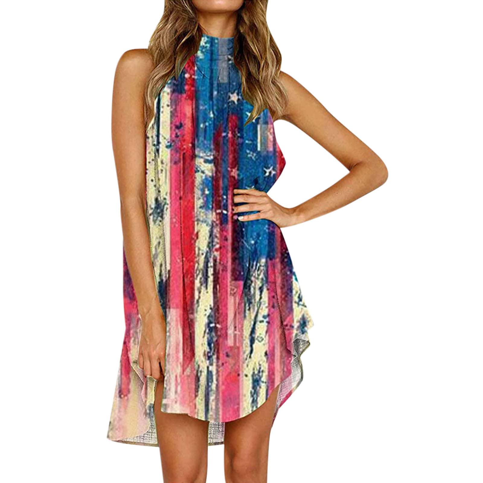 Women's Summer Halter Neck Sundress - Flowy Sleeveless Knee Length Beach Dress in Peach | Perfect for Beach Vacations, Pool Parties & Summer Outings