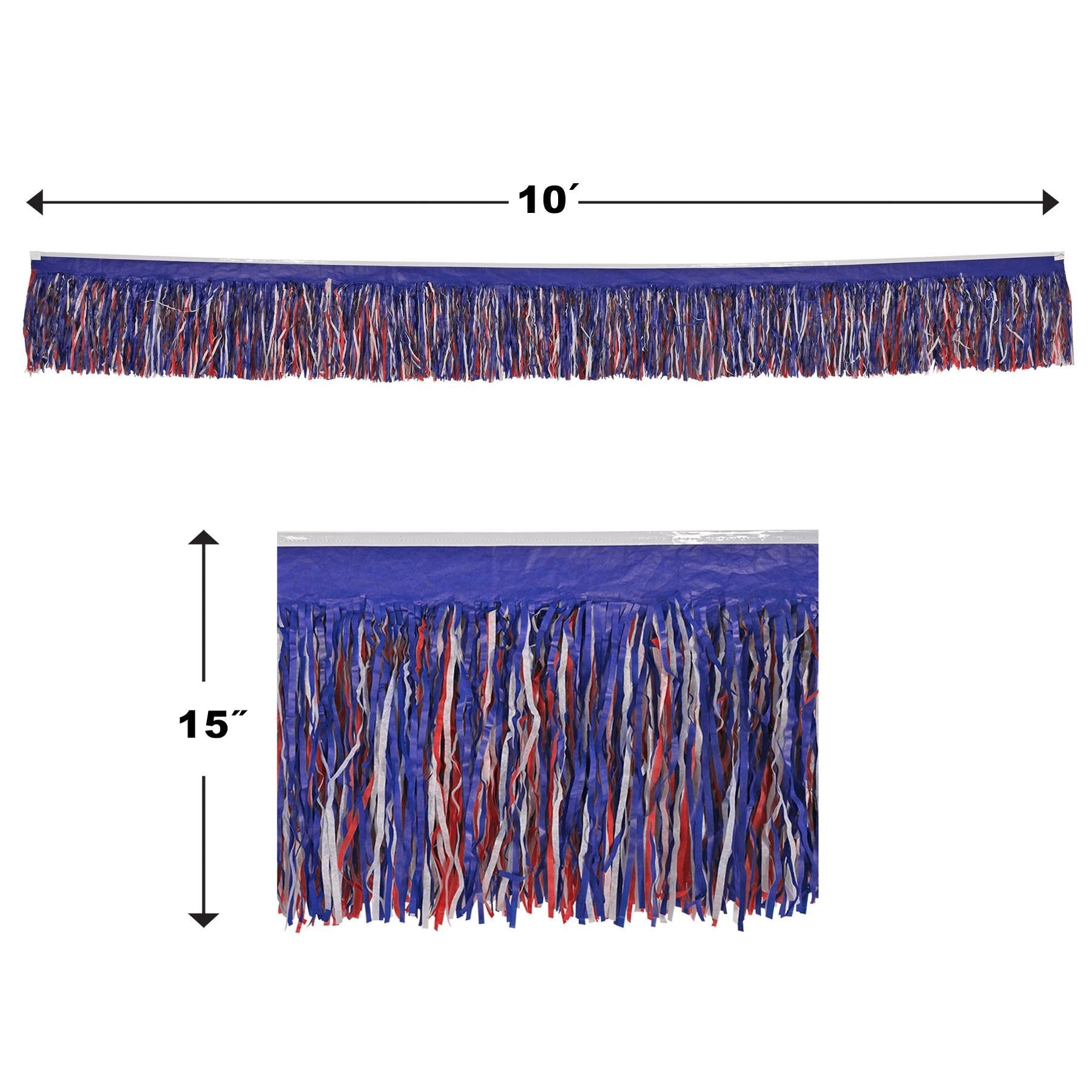 12-Pack Beistle 6-Ply Tissue Fringe Party Decorations - Red, White & Blue Patriotic Streamers for 4th of July, Memorial Day & Independence Day Celebrations