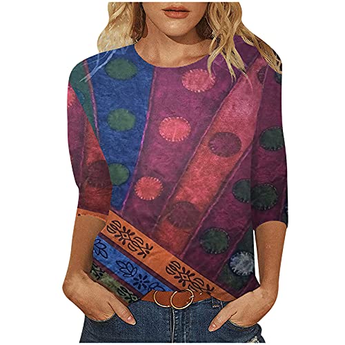 Women's Vintage Graphic Crewneck Sweatshirts - Loose Fit Long Sleeve Casual Shirts for Summer | Aesthetic Fashion, Folk Style | Perfect for Everyday Wear, Weekend Outings & Layering