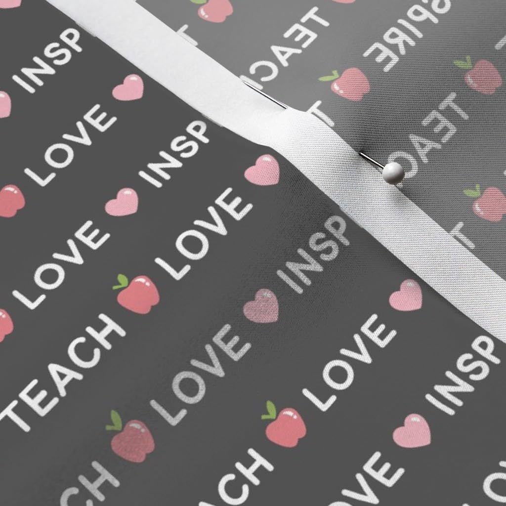 Teacher Appreciation Printed Satin Fabric by The Yard - Love Teacher Typography Design for Sewing, Apparel, Fashion, Blankets & Home Decor | Perfect for DIY Gifts, Classroom Projects & Crafting