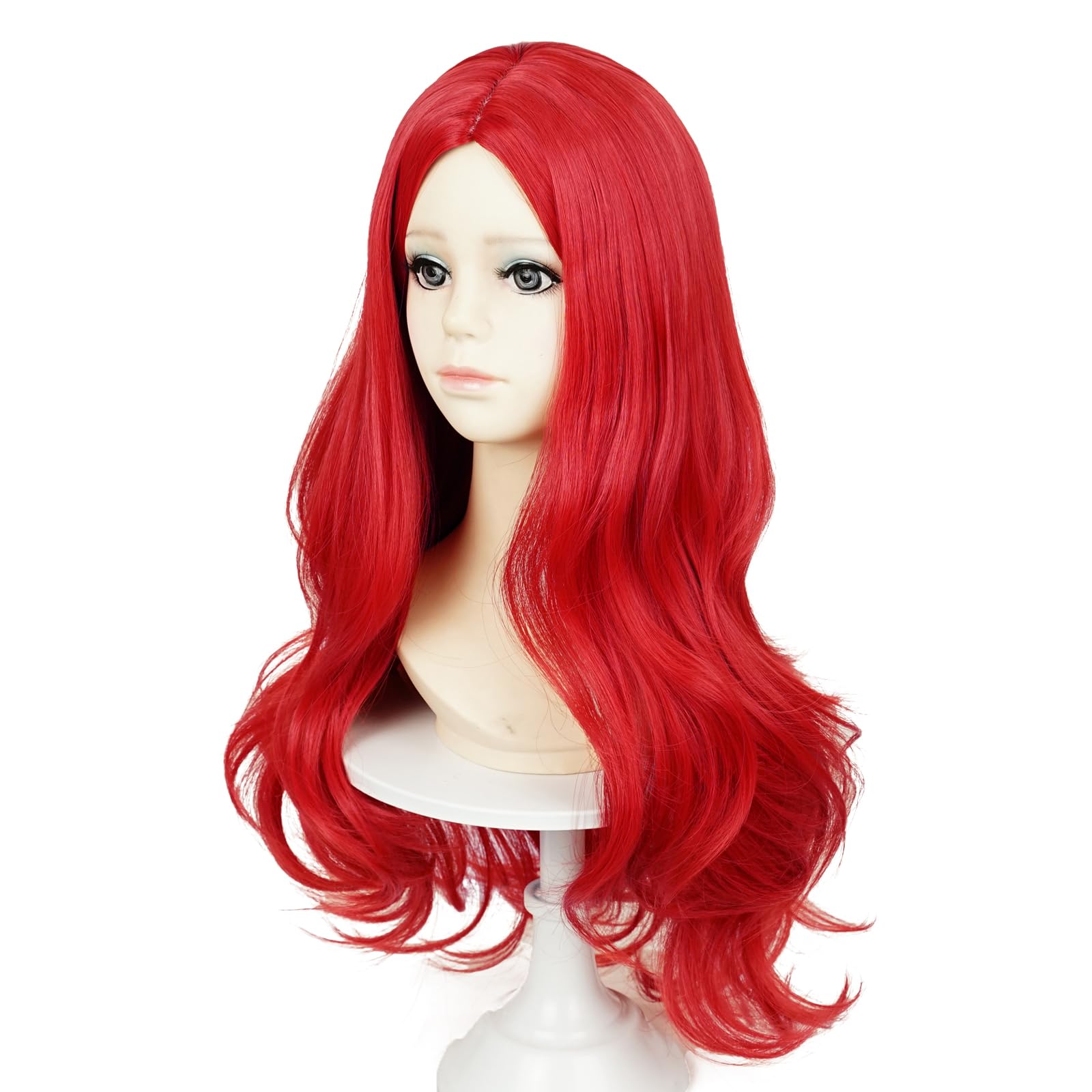 ProBeauty Long Red Mermaid Wig for Girls - Princess Wavy Costume Hair with Middle Part | Perfect for Halloween, Cosplay, Parties & Fantasy Dress-Up