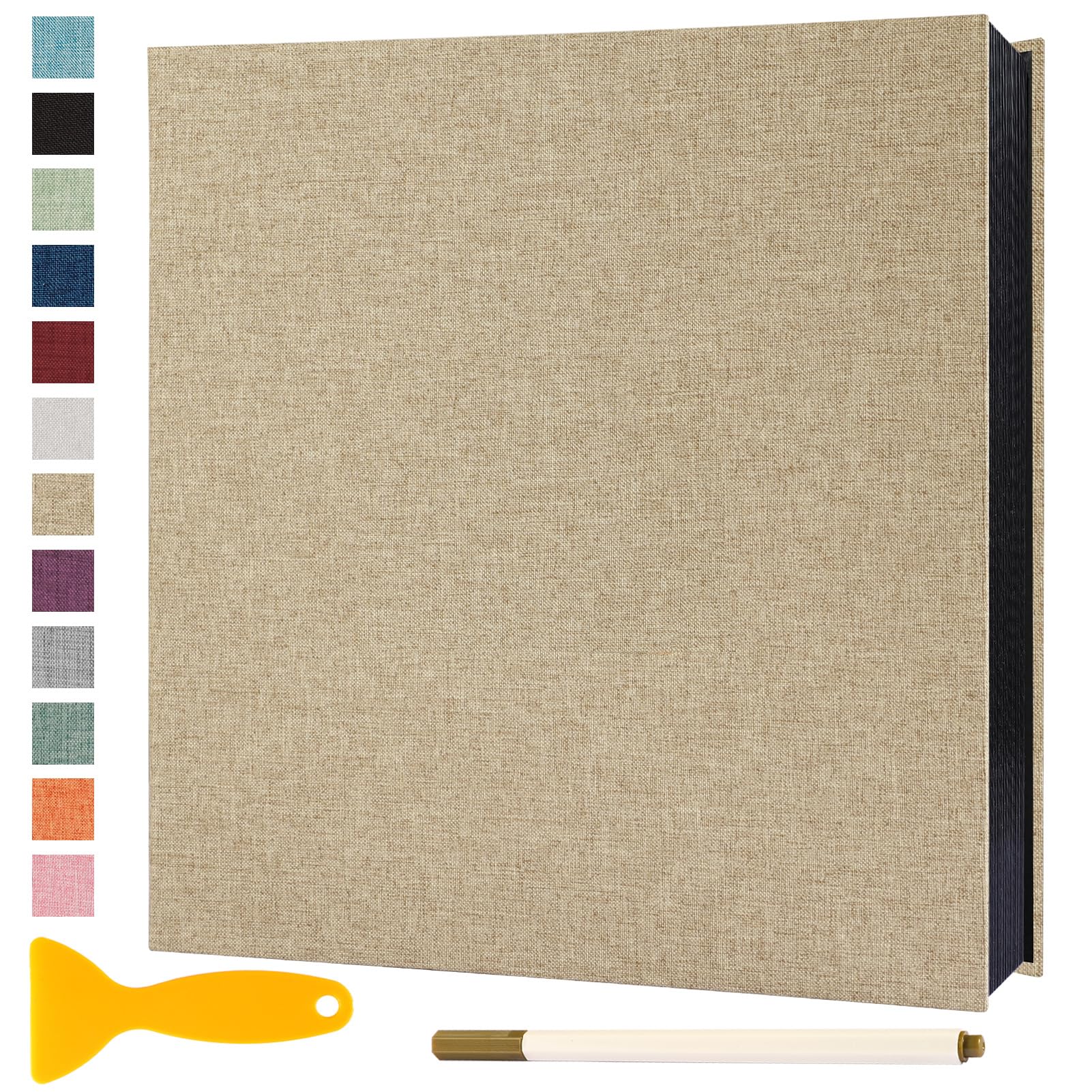 Self-Adhesive Magnetic Photo Album with Black Sticky Pages - Holds 4x6, 5x7 & 8x10 Photos - Includes Metallic Pen - Perfect for Baby, Family & Wedding Memories (11x10.6 Inches, 60 Pages, Yellow) - Great for Scrapbooking, Home Decor & Gift Giving