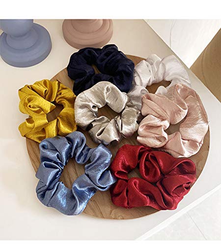 FAMEZA 9 Pack Satin Hair Scrunchies for Women - No Crease Elastic Hair Ties, Soft Silk Ponytail Holders, Gentle No Damage Hair Bands (9-Piece Set, Multi-Color) - Perfect for Workouts, Office, Sleep & Everyday Styling