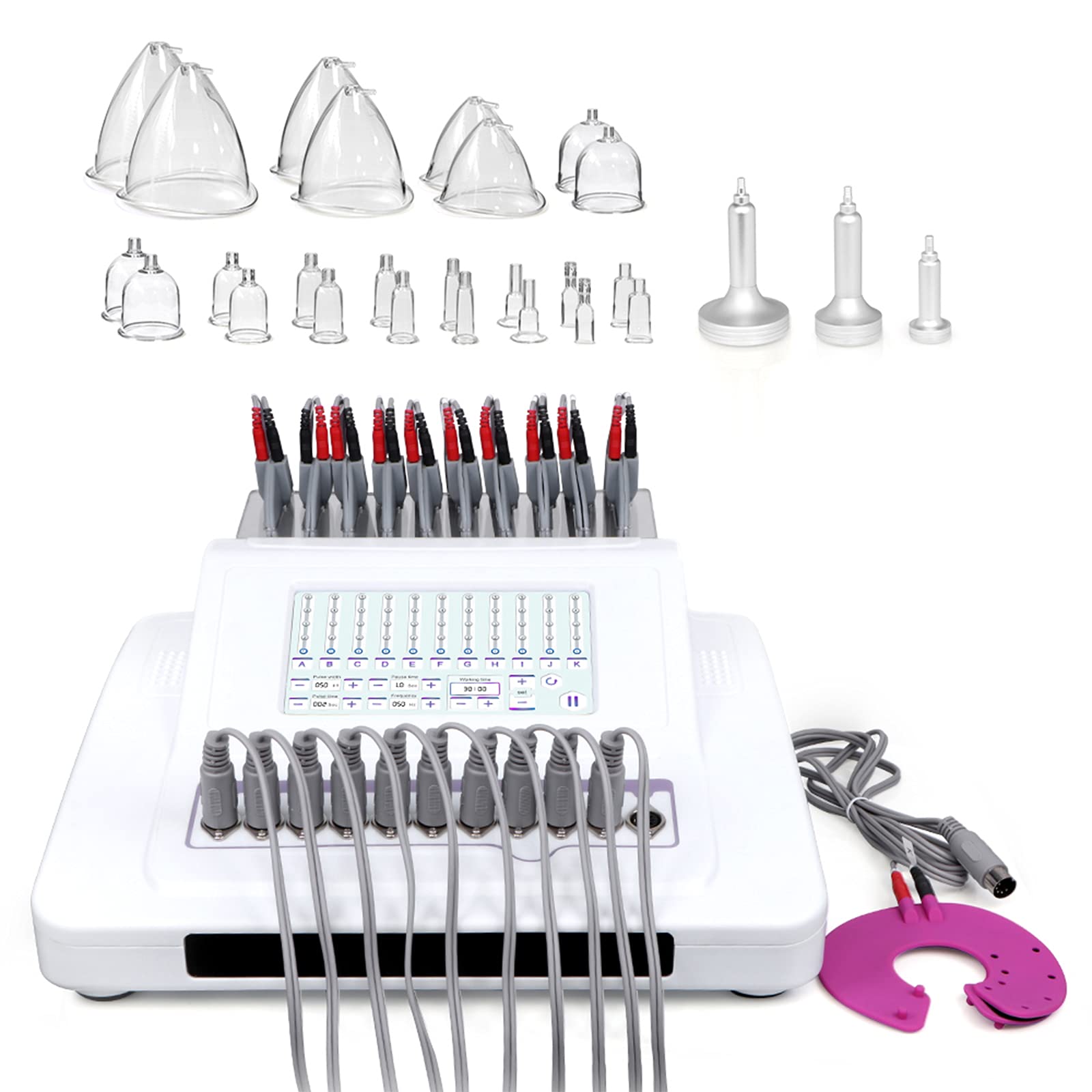 Elitzia ET3000 EMS Vacuum Cupping Massage Machine - 24 Cups & 3 Pumps for Pain Relief, Cellulite Reduction & Skin Rejuvenation | Professional Therapy for Back Pain, Muscle Relaxation & Beauty Treatments at Home