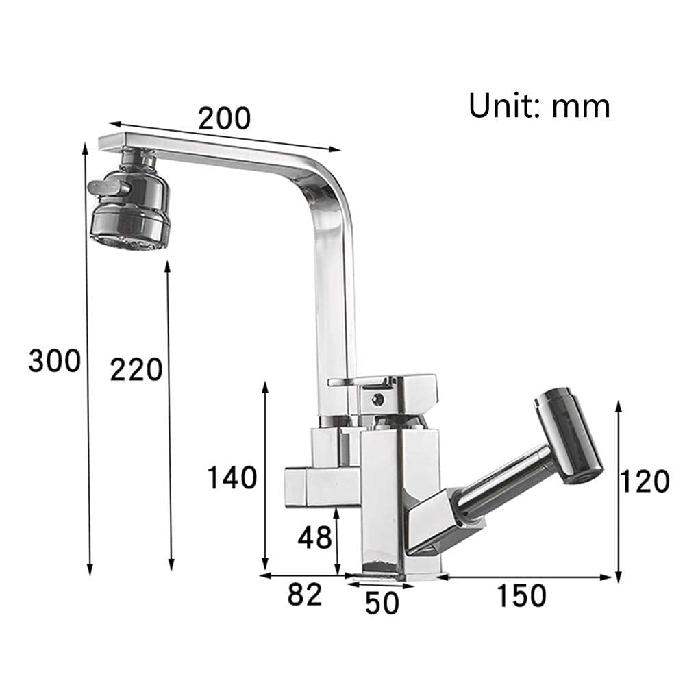 Brass Pull-Out Kitchen Faucet with Spray Gun - 360° Swivel, Hot & Cold Water Mixer Tap, Telescopic Design, Multi-Function for Modern Kitchen Sink - Perfect for Washing Dishes, Filling Pots & Cleaning Vegetables