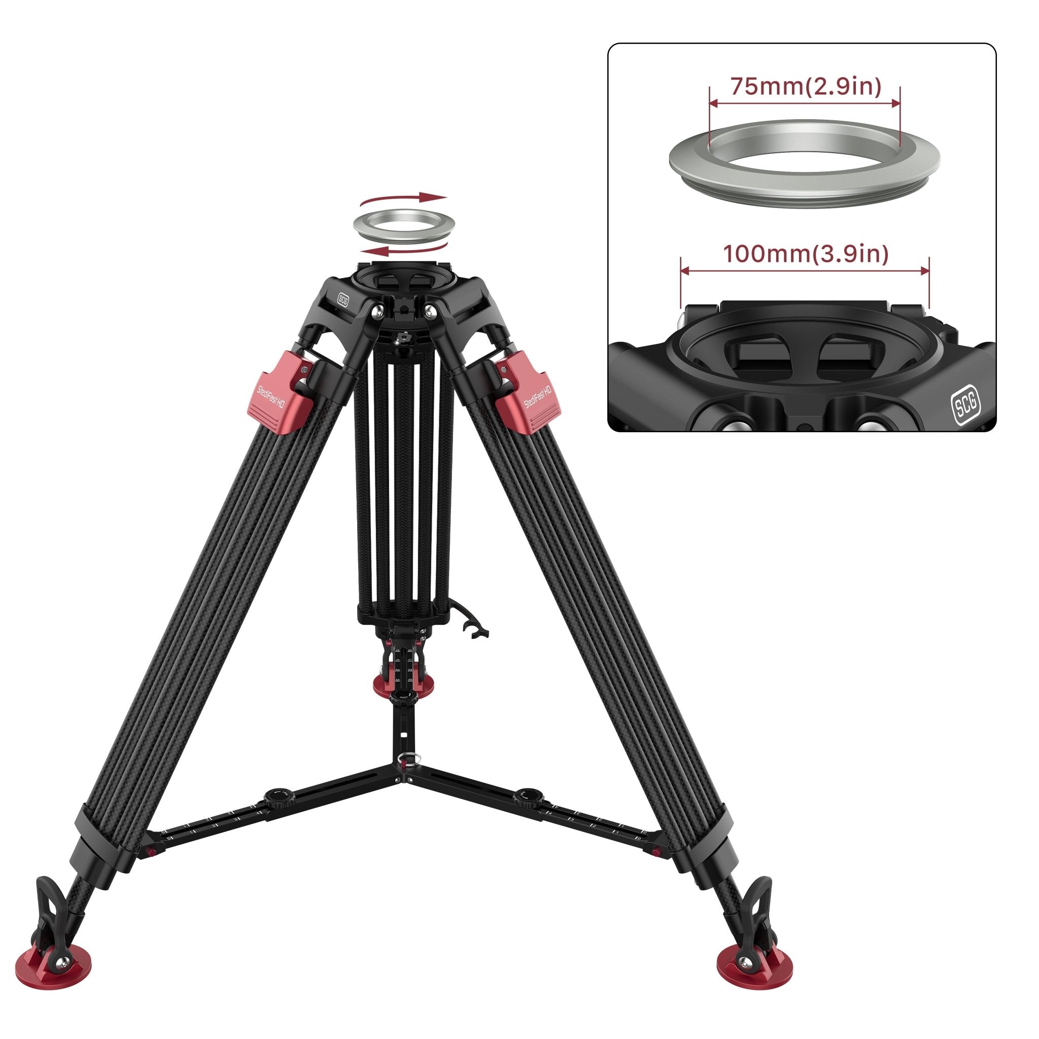 SCG T8 StediFast HD Tripod System - Professional Camera Tripod with Quick Release Plate for DSLR, Mirrorless, Video Cameras - Perfect for Photography, Videography, Travel & Outdoor Shooting