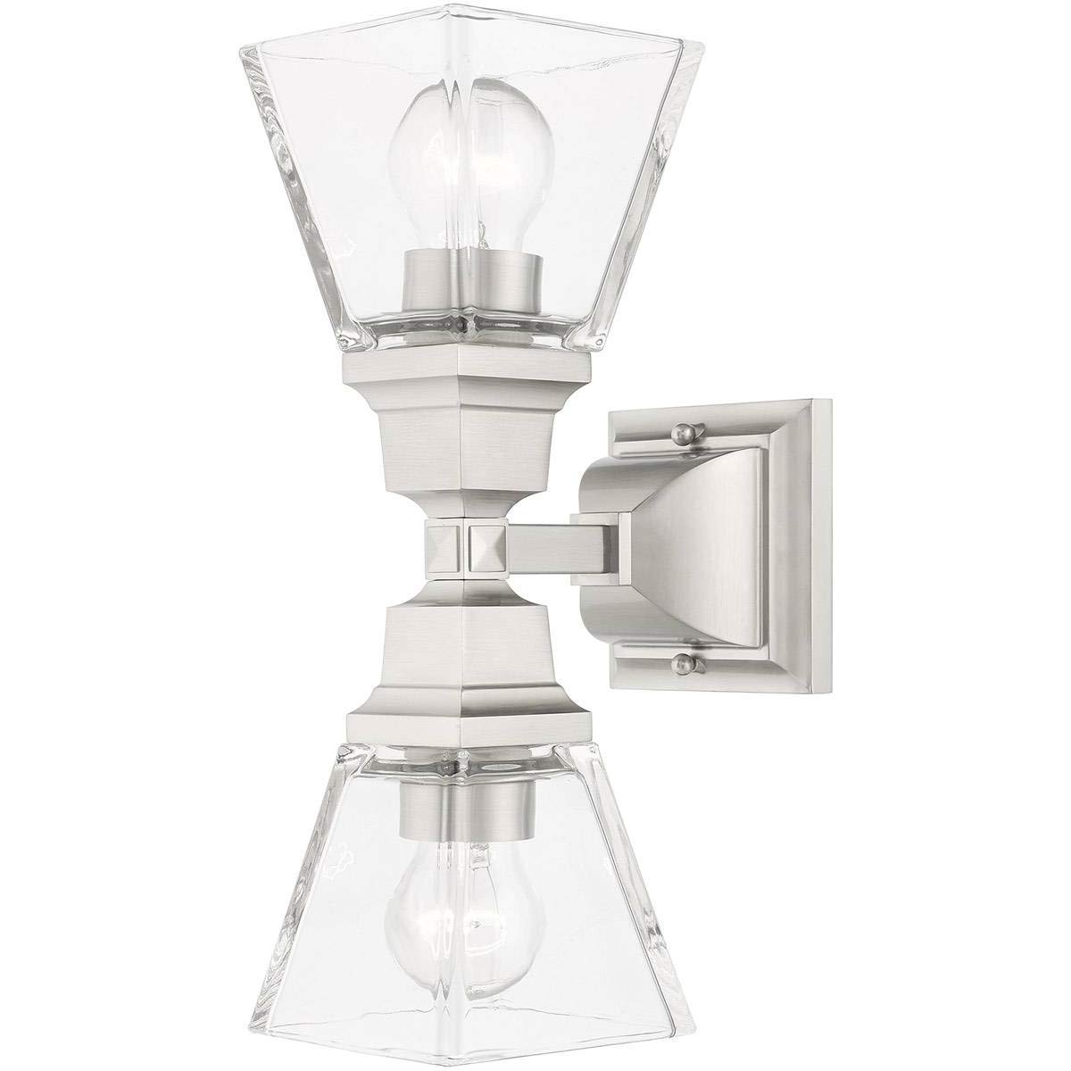 Brushed Nickel Wall Sconce - 2 Light Steel Fixture with 5