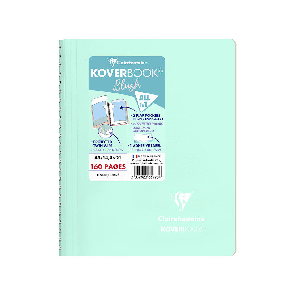 Clairefontaine Koverbook Blush Wirebound Notebook - A5 Size, 90gsm Smooth Paper, Spiral Bound for School, Office & Journaling - Perfect for Note Taking, Sketching & Gift Giving