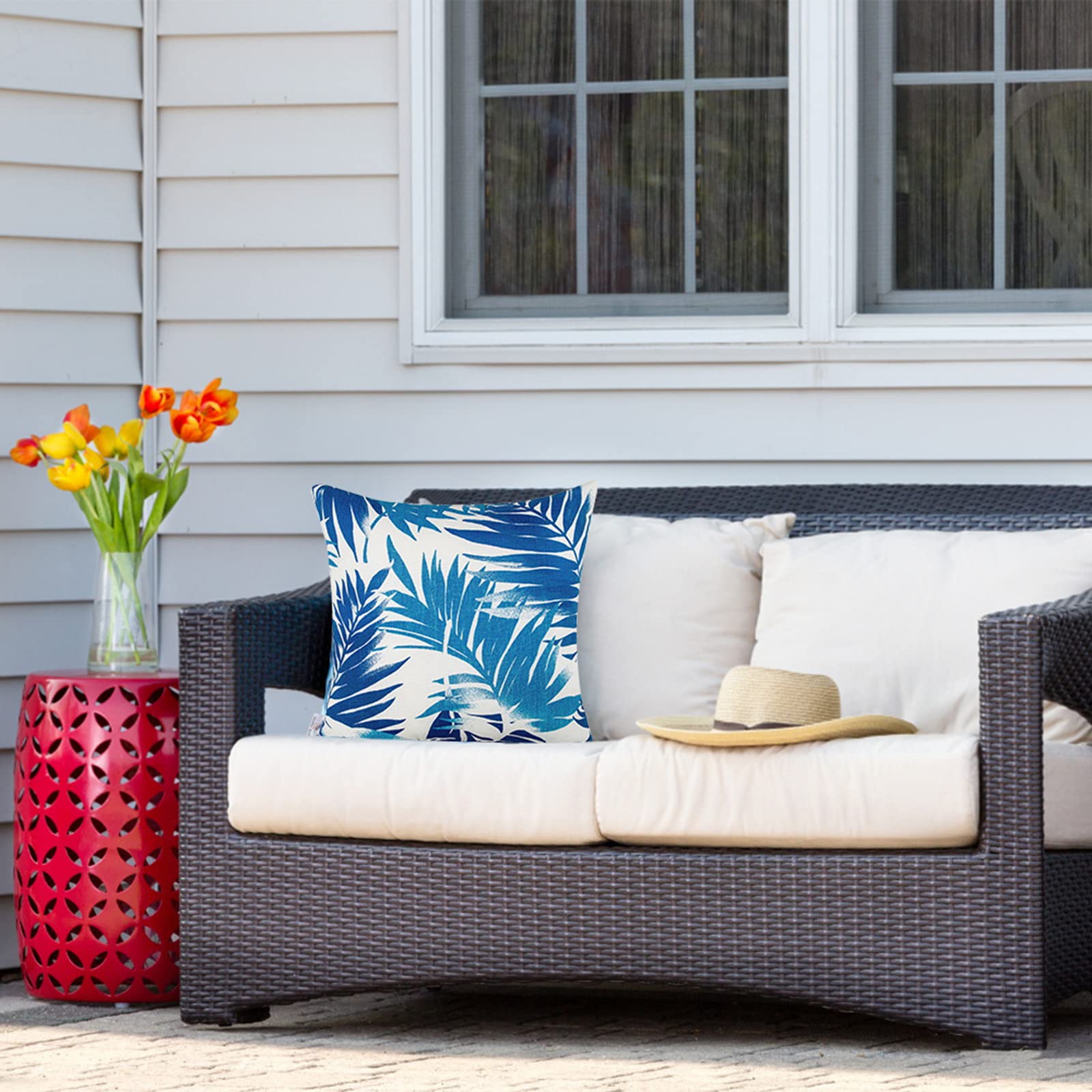 **JMGBird Waterproof Outdoor Pillows Set of 2 - 18×18 Inch Throw Pillows with Insert for Patio Furniture - Perfect for Garden, Deck, Poolside & Outdoor Lounging**
